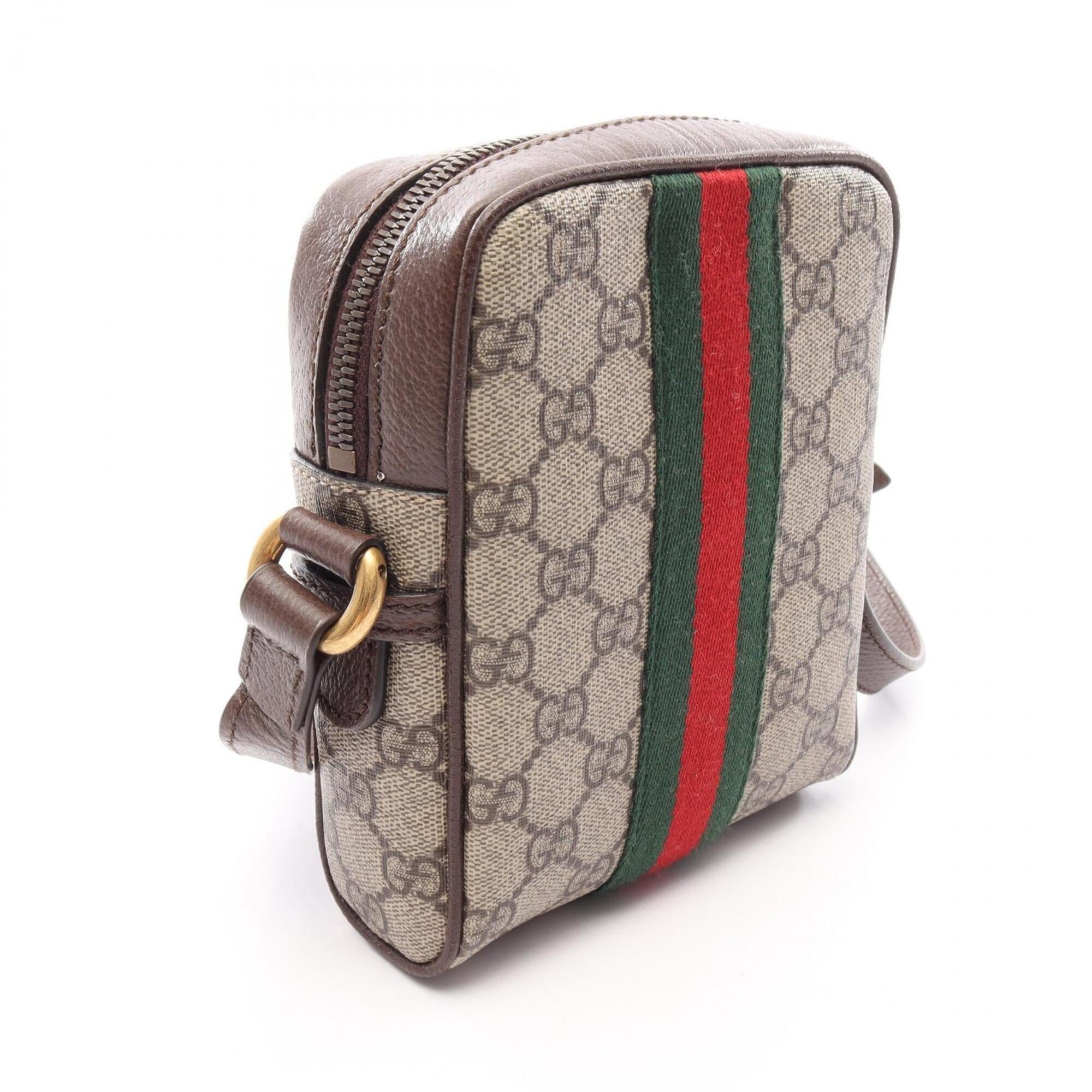 Gucci Beige Brown Multi-Color Gg Supreme Leather Handbag Shoulder Bag (Pre-Owned)