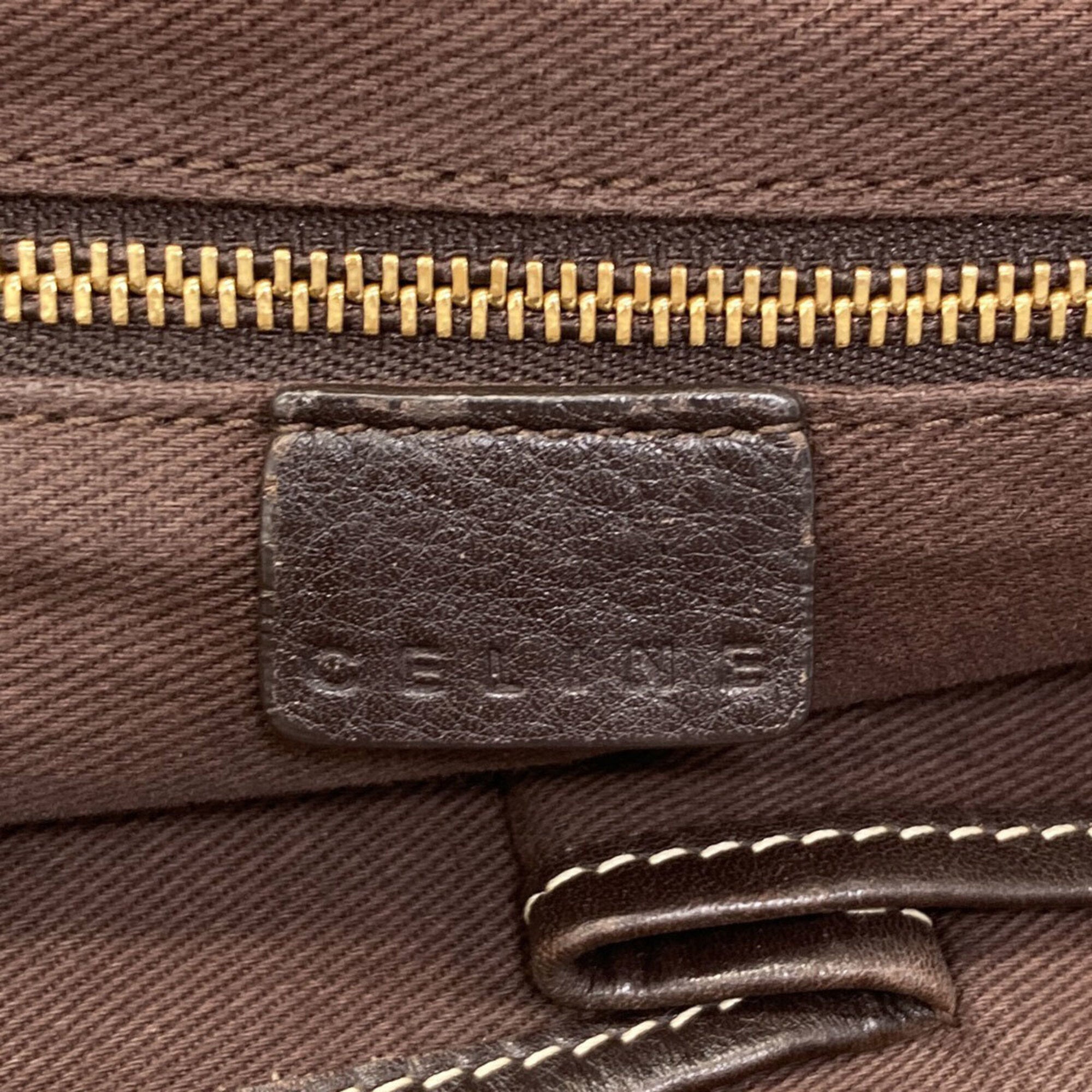 Celine Brown Canvas Shoulder Bag (Pre-Owned)