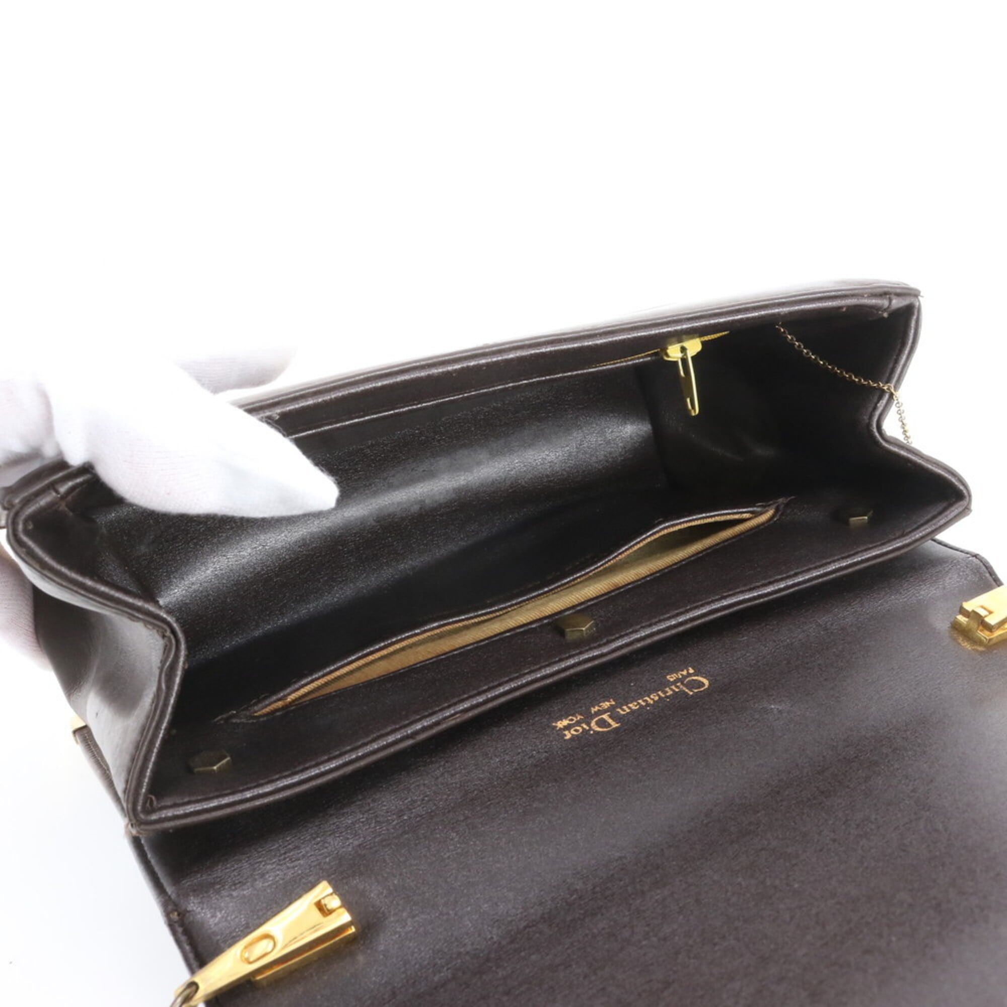 Christian Dior Brown Leather Shoulder Bag Tote Bag (Pre-Owned)