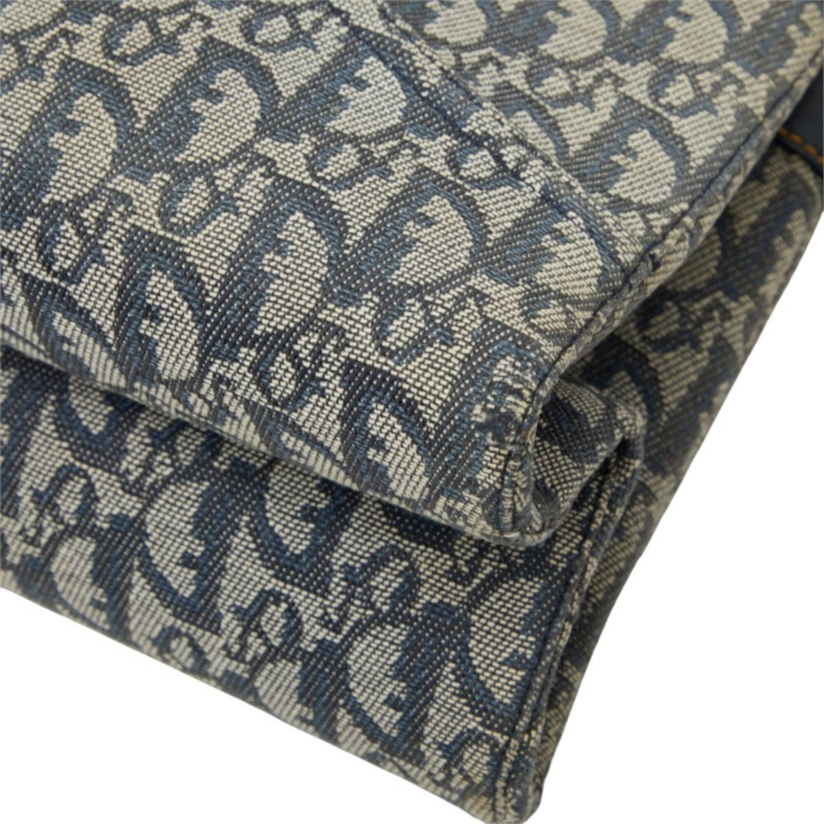 Christian Dior Trotter Navy Leather Jacquard Handbag (Pre-Owned)
