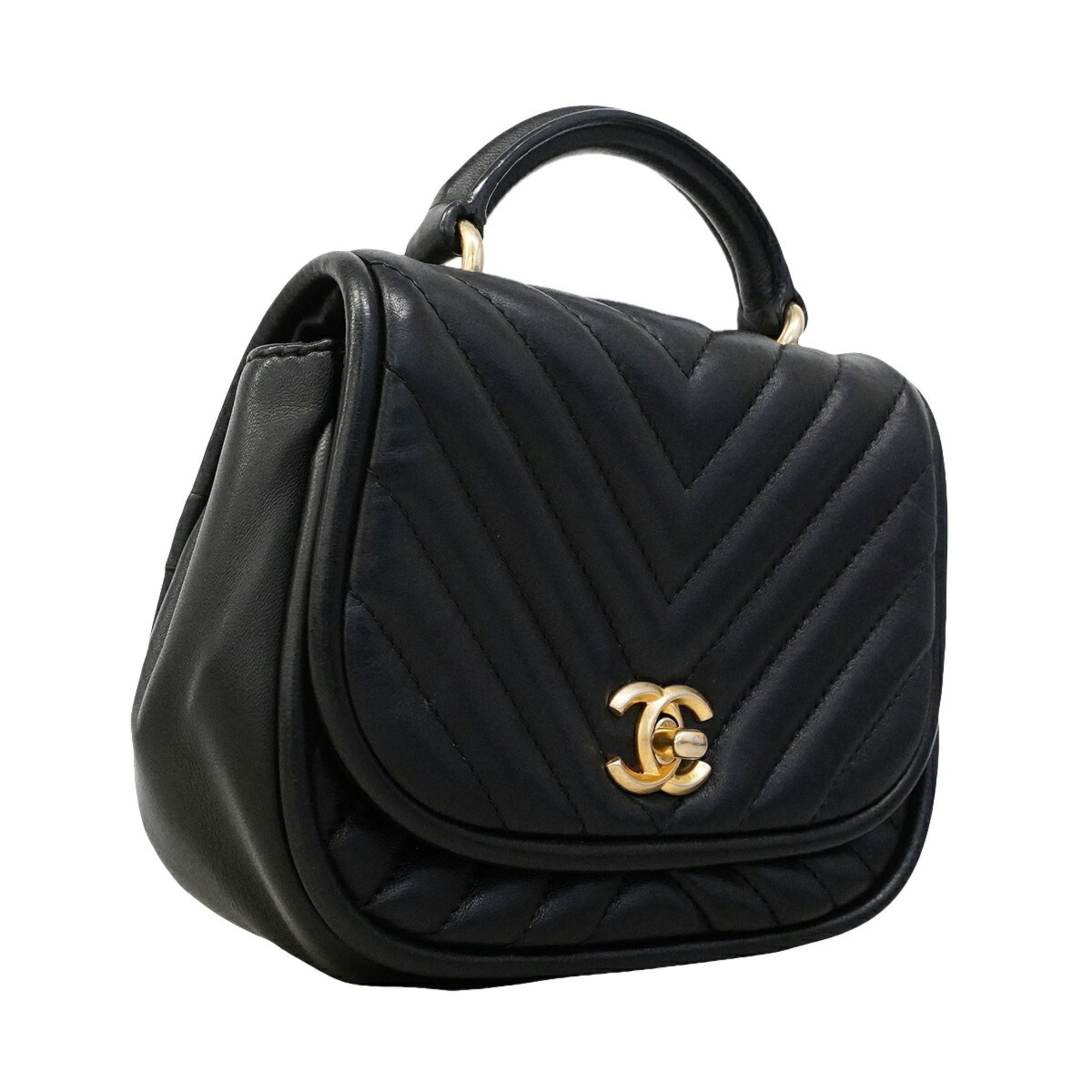Chanel Black Leather Handbag (Pre-Owned)