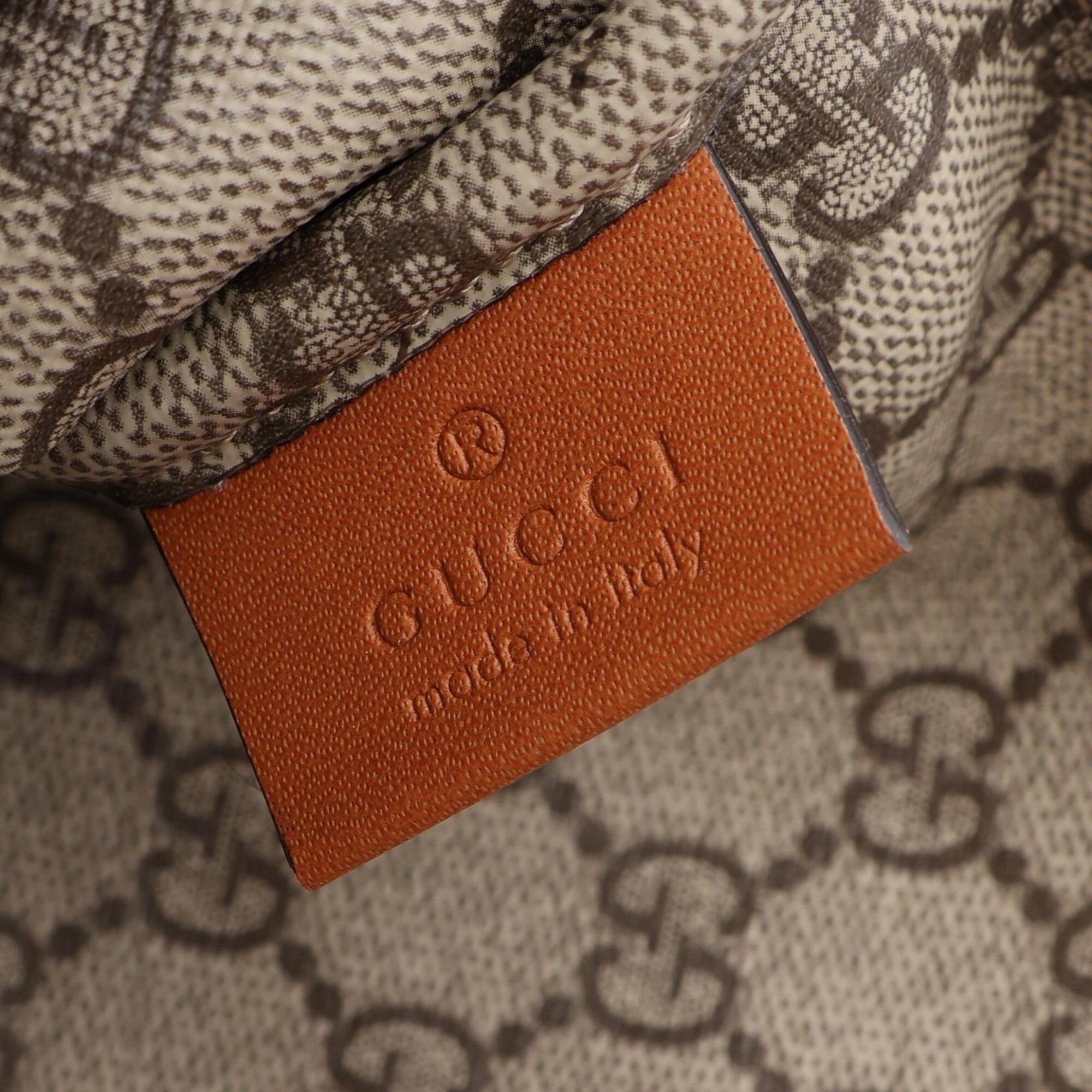 Gucci Brown Ivory Canvas Leather Clutch Bag (Pre-Owned)