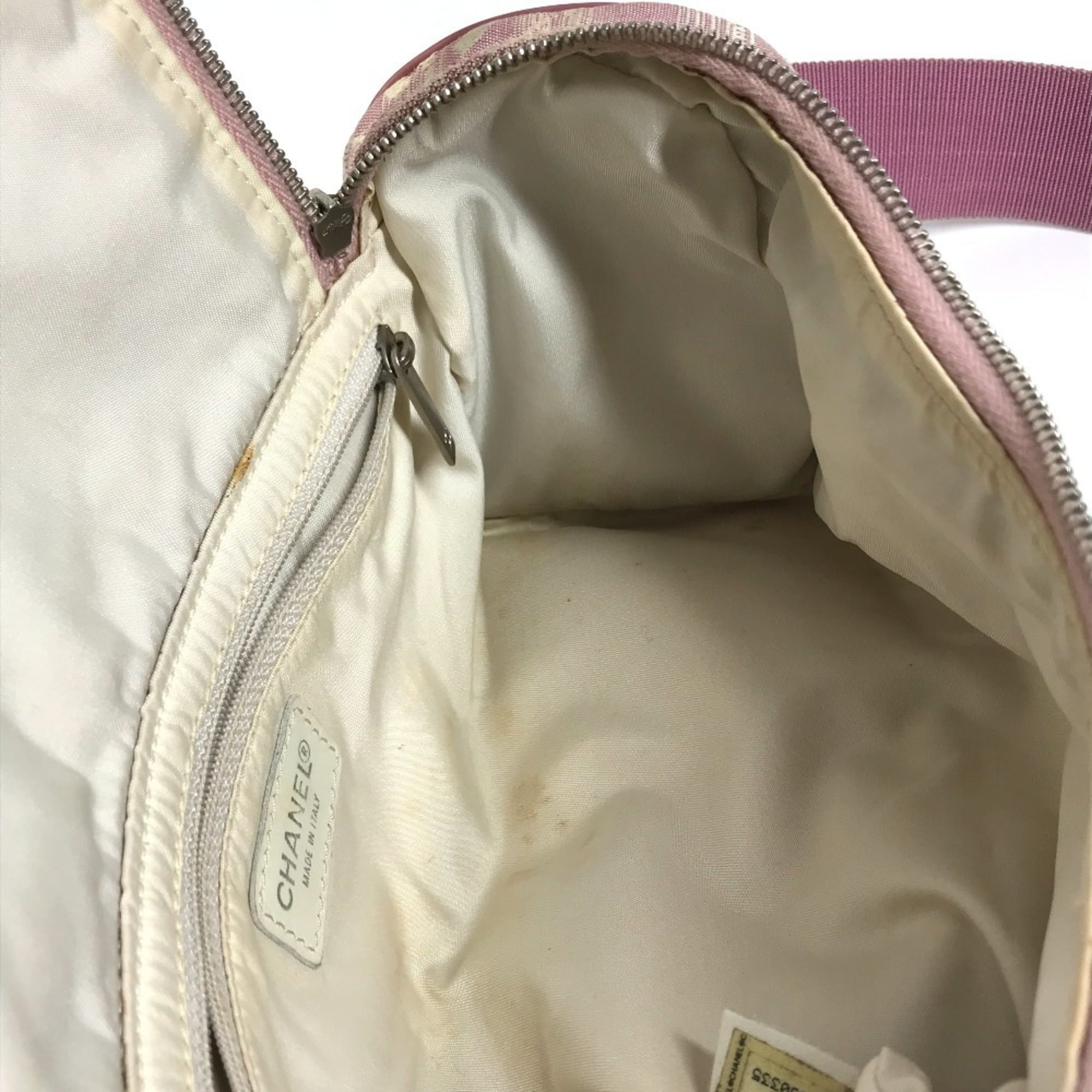Chanel New Travel Line Pink Nylon Canvas Leather Pochette Shoulder Bag (Pre-Owned)