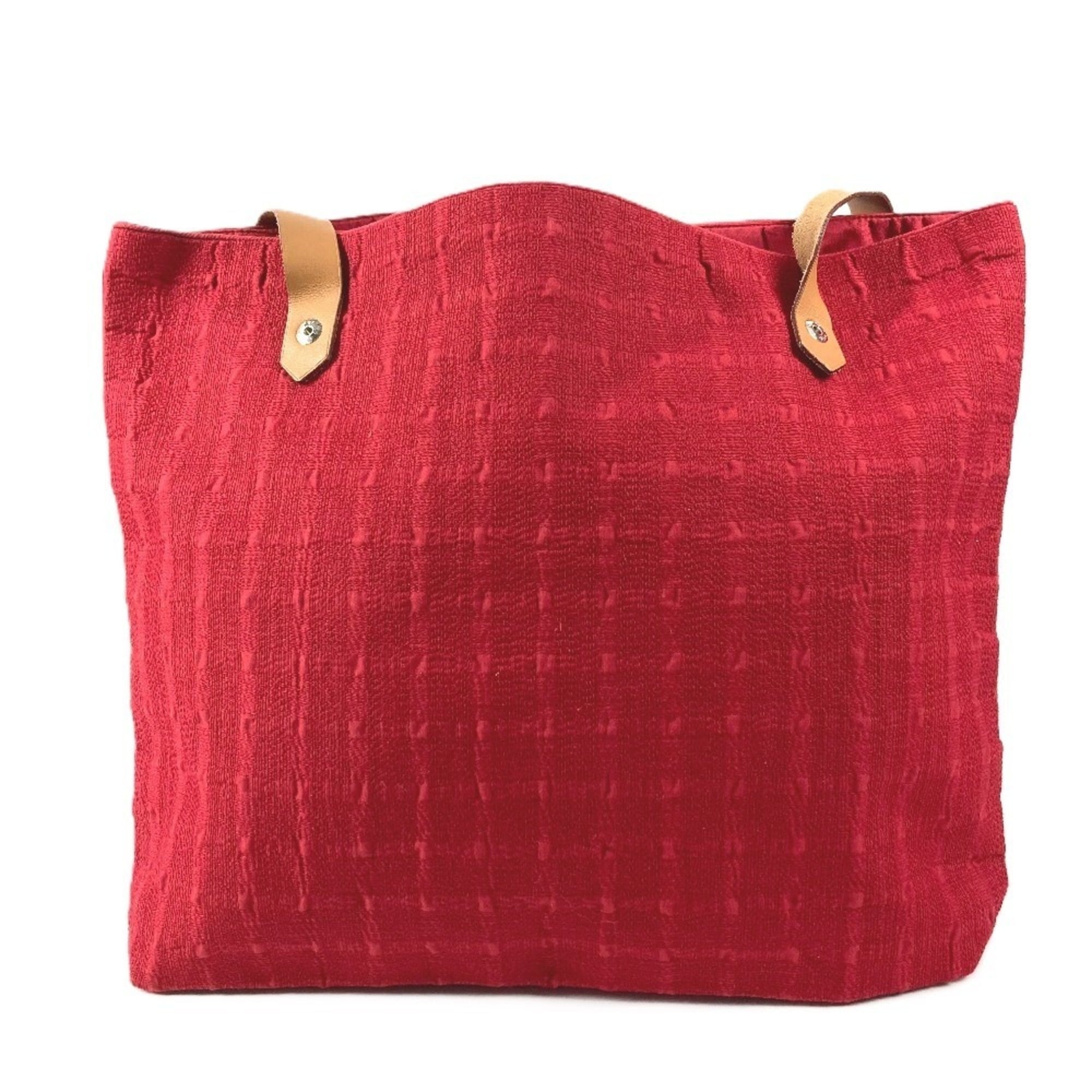 Hermes Ahmedabad Red Color Cotton Leather Shoulder Bag Tote Bag (Pre-Owned)