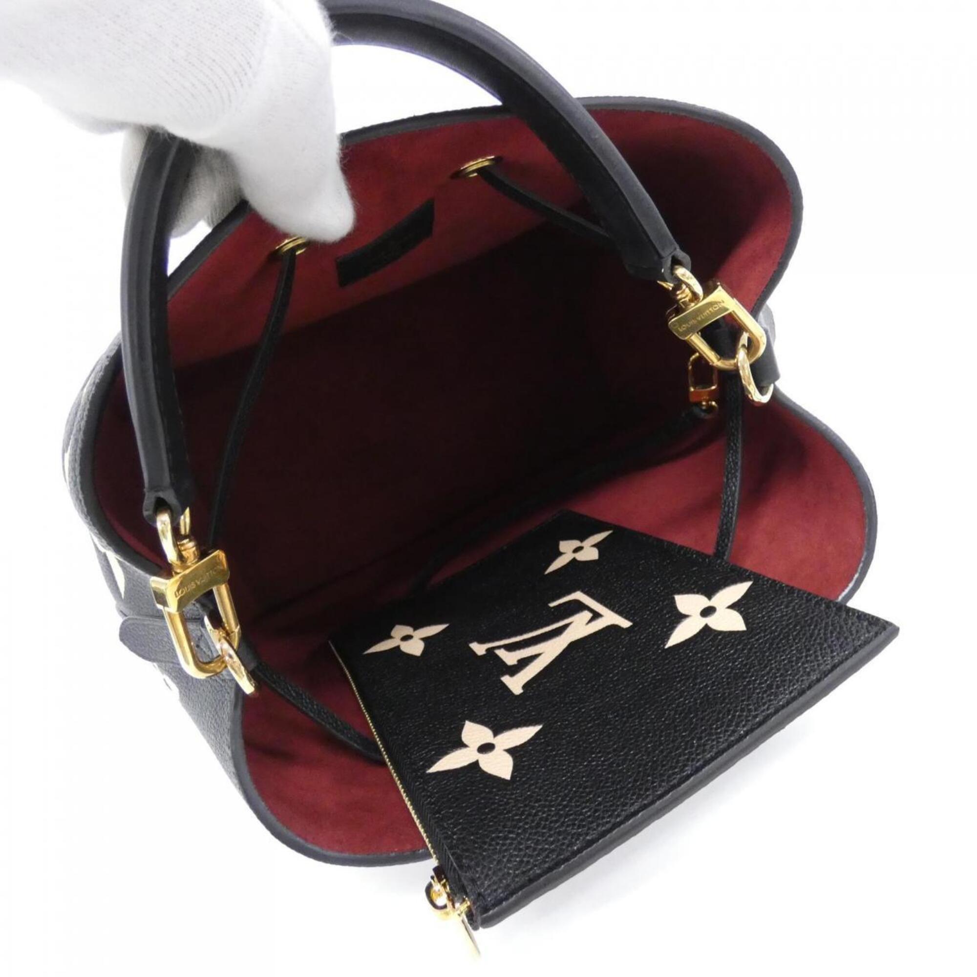 Louis Vuitton Beige Black Leather Pouch Shoulder Bag (Pre-Owned)