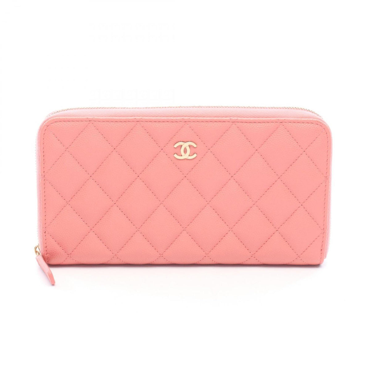 Chanel Pink Grained Calfskin Long Wallet (Bi-Fold) (Pre-Owned)