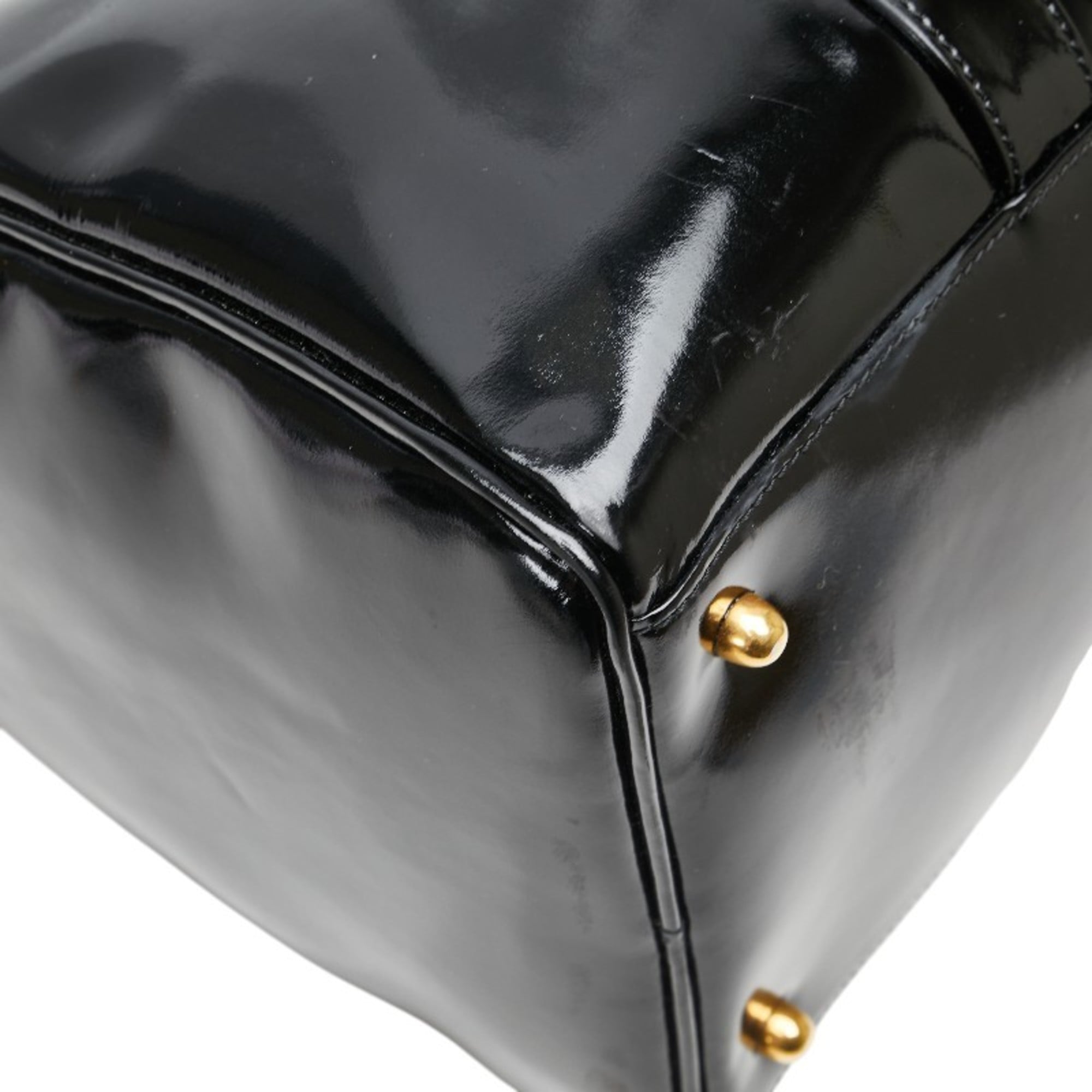 Chanel Black Patent Leather Boston Bag Shoulder Bag (Pre-Owned)