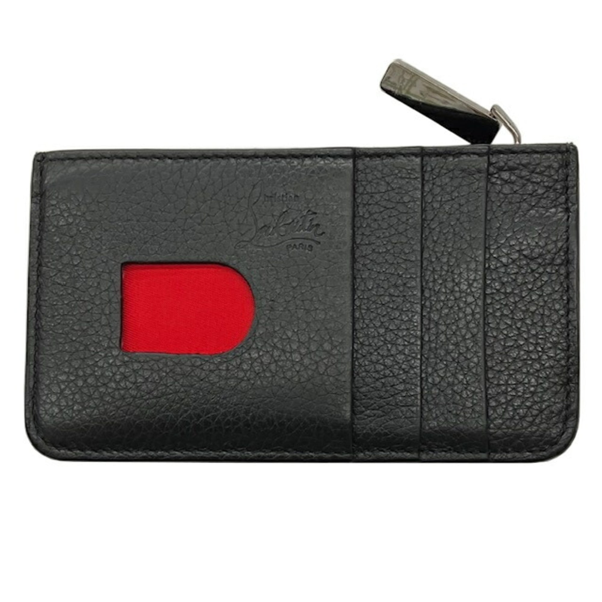 Christian Louboutin Black Red Color Leather Coin Purse/Coin Case (Pre-Owned)