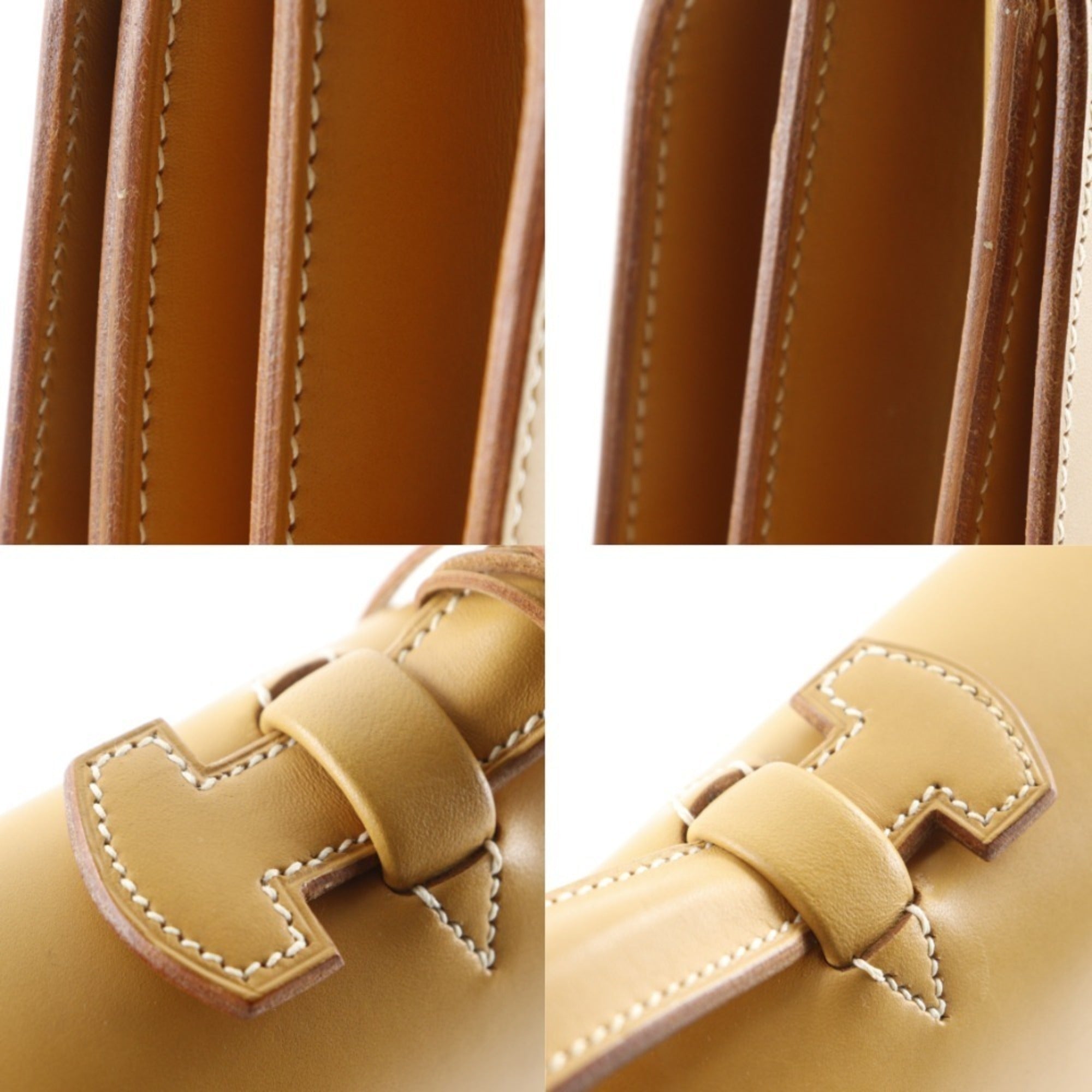 Hermes Sac A Depeche Brown Natural Yellow Box Calf Leather Briefcase (Pre-Owned)