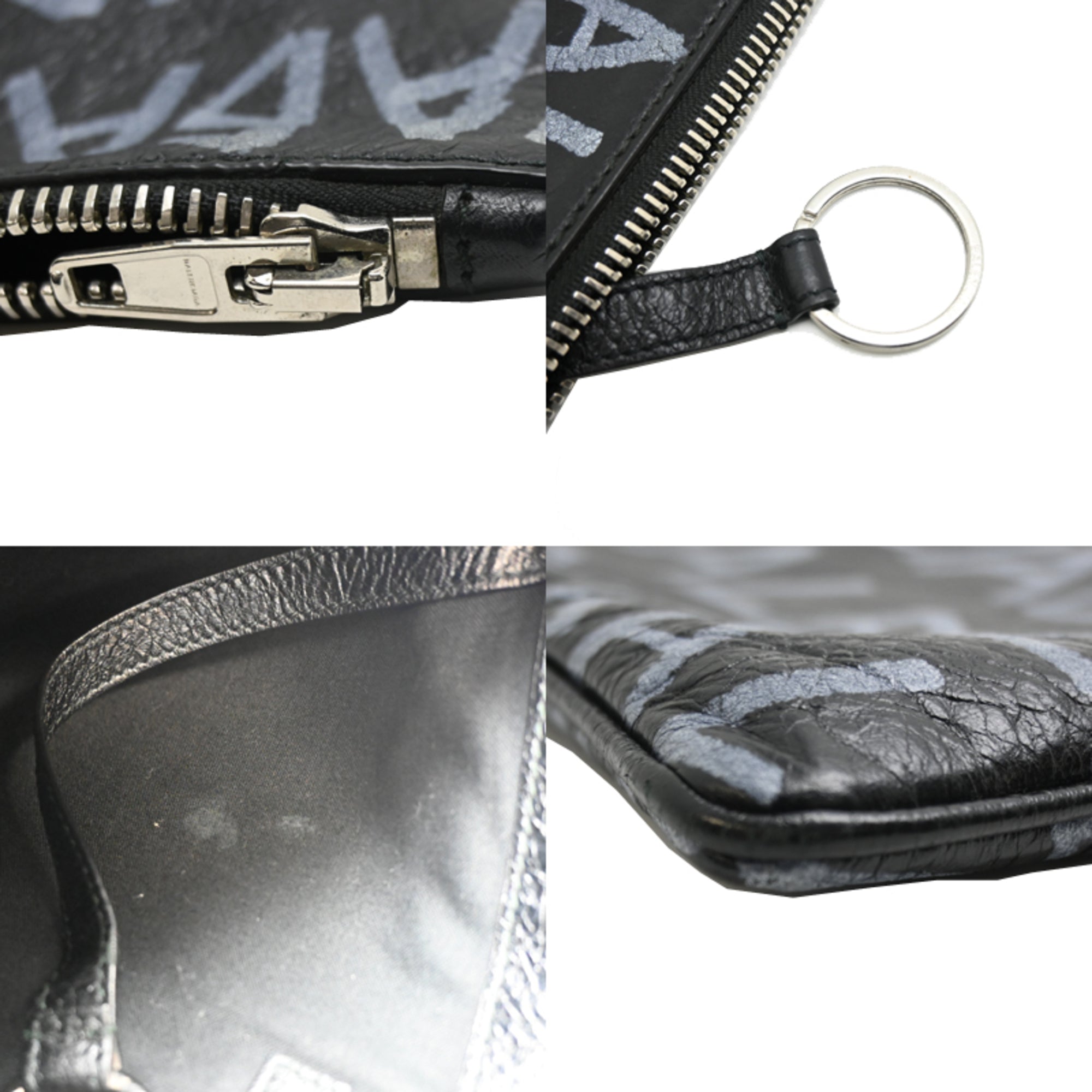 Balenciaga Black White Leather Clutch Bag (Pre-Owned)