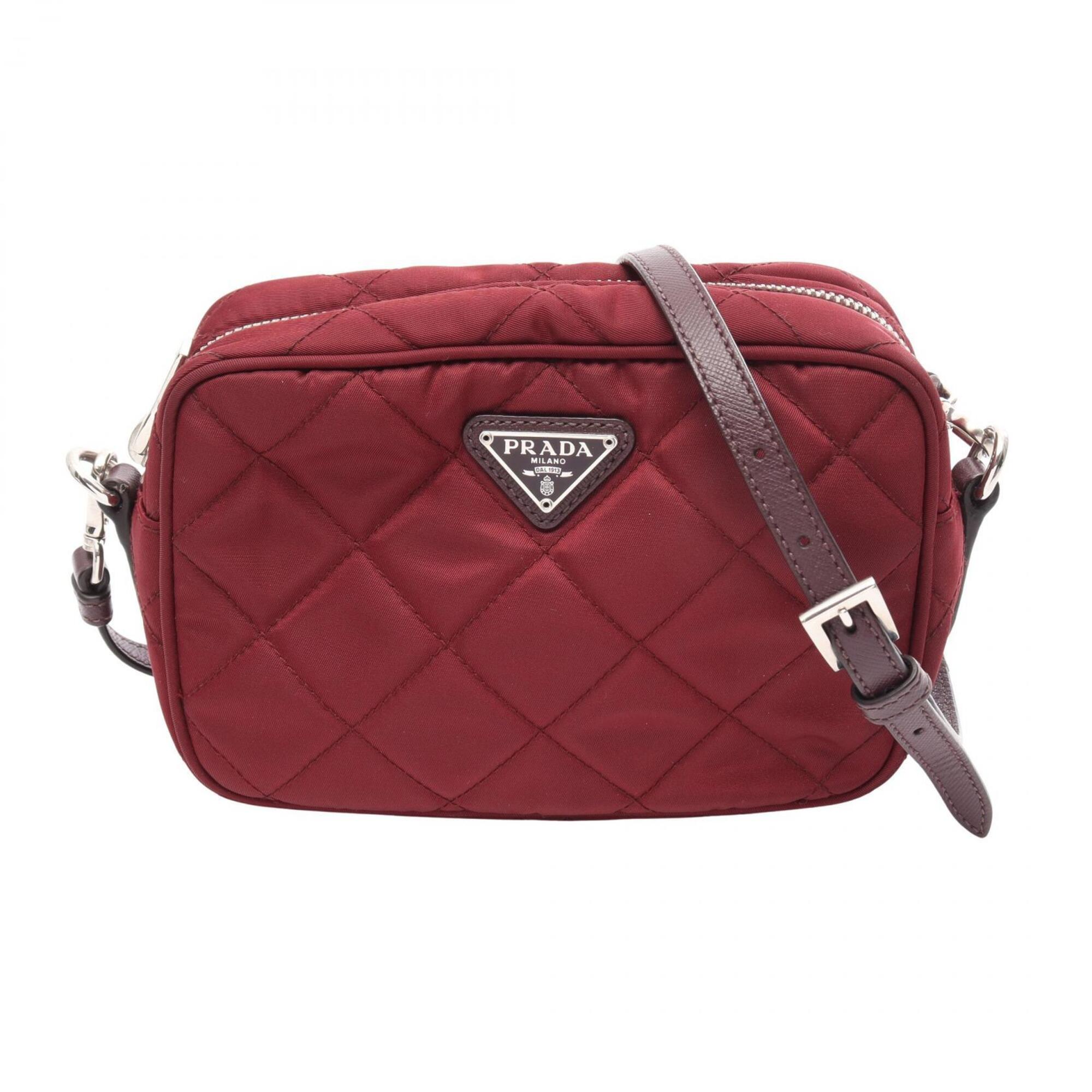 Prada Bordeaux Nylon Saffiano Triangle Handbag Shoulder Bag (Pre-Owned)
