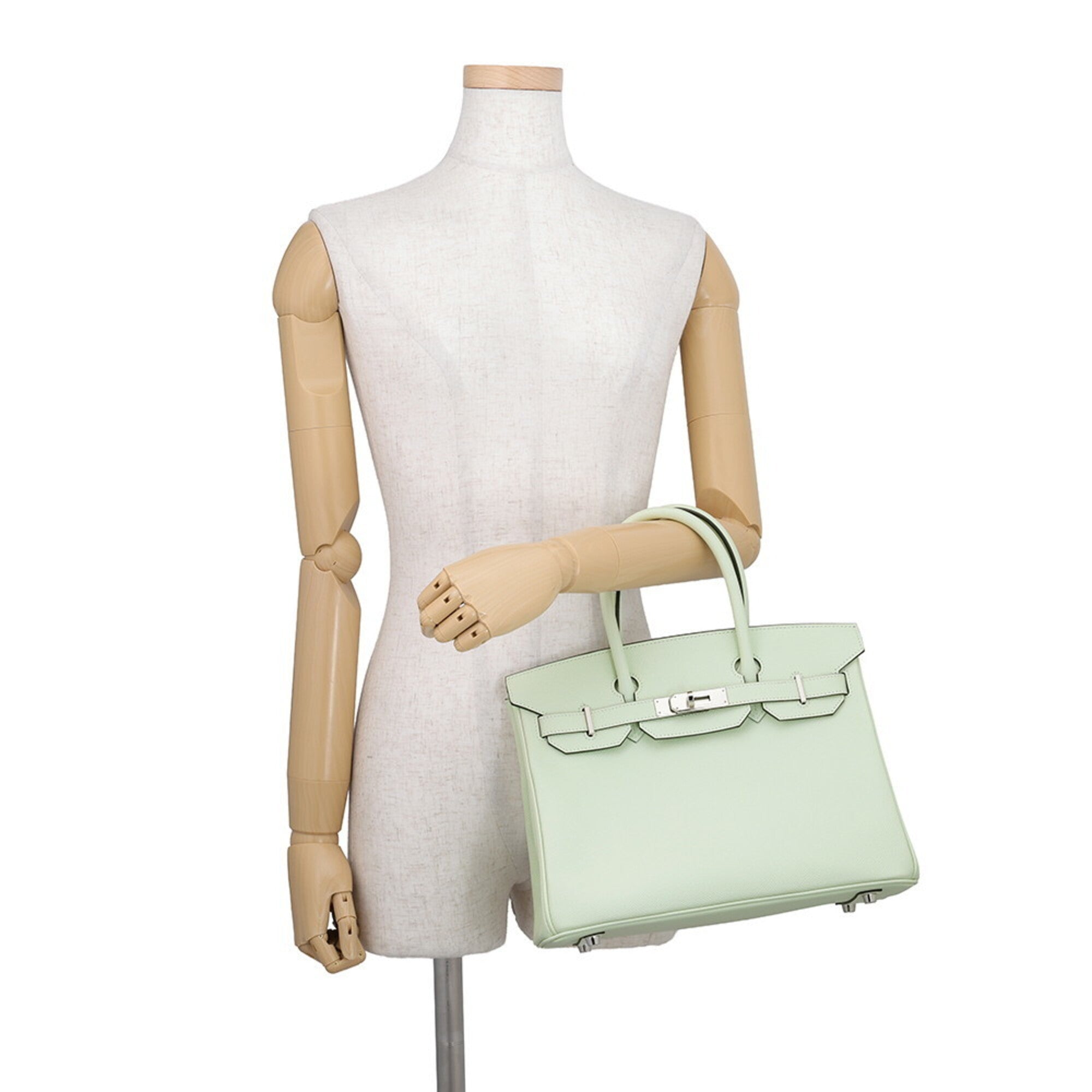 Hermes Silver Epsom Leather Handbag (Pre-Owned)