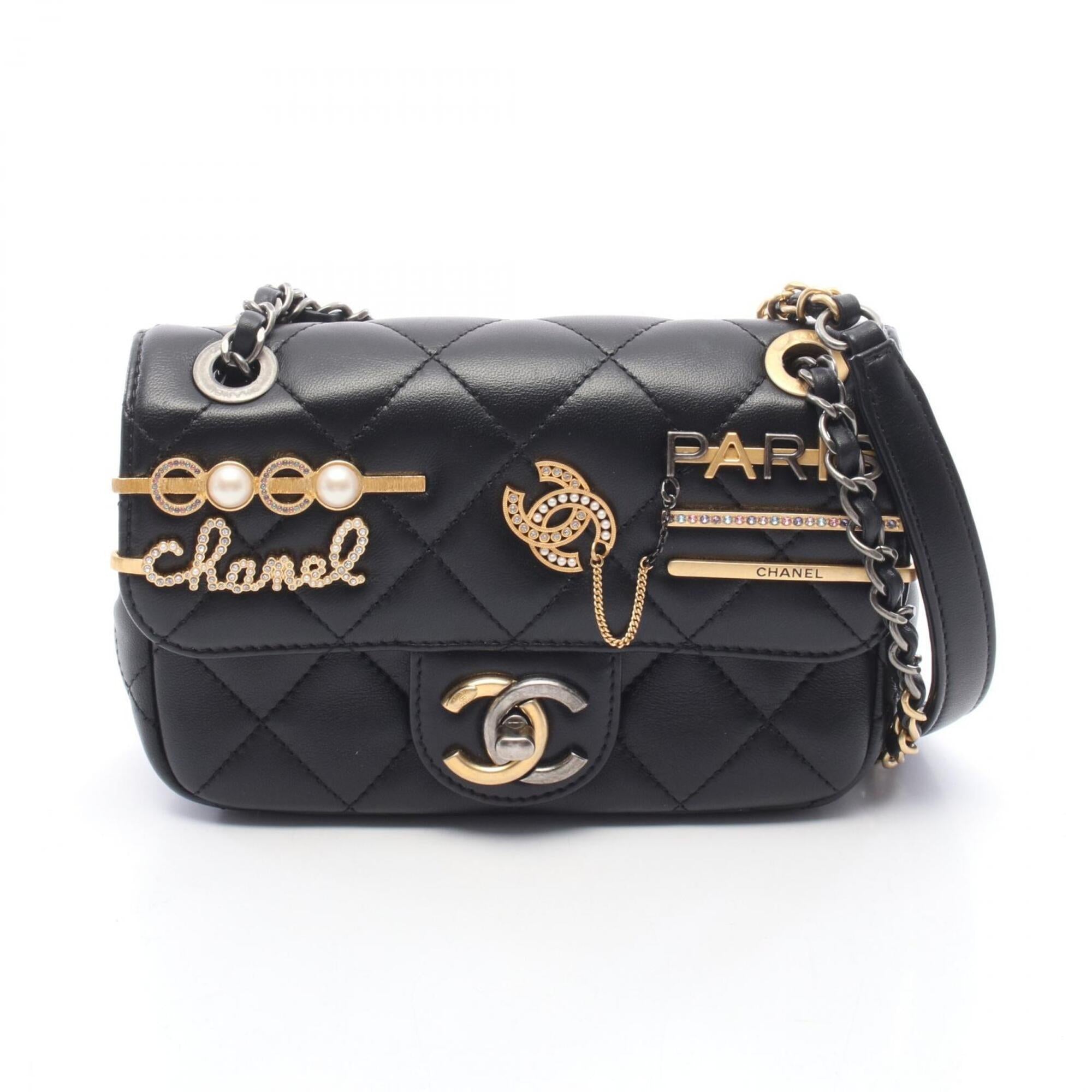 Chanel Black Leather Handbag Shoulder Bag (Pre-Owned)