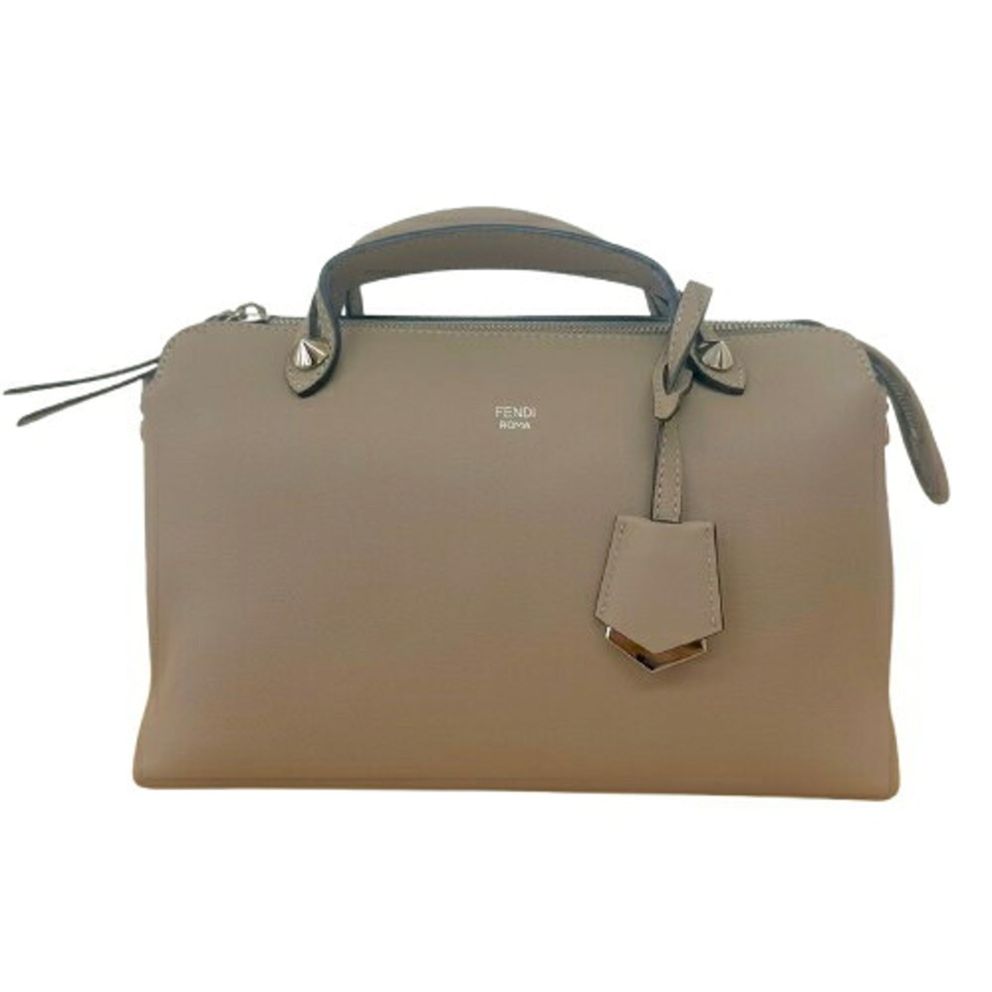 Fendi By The Way Light Gray Leather Handbag Shoulder Bag (Pre-Owned)