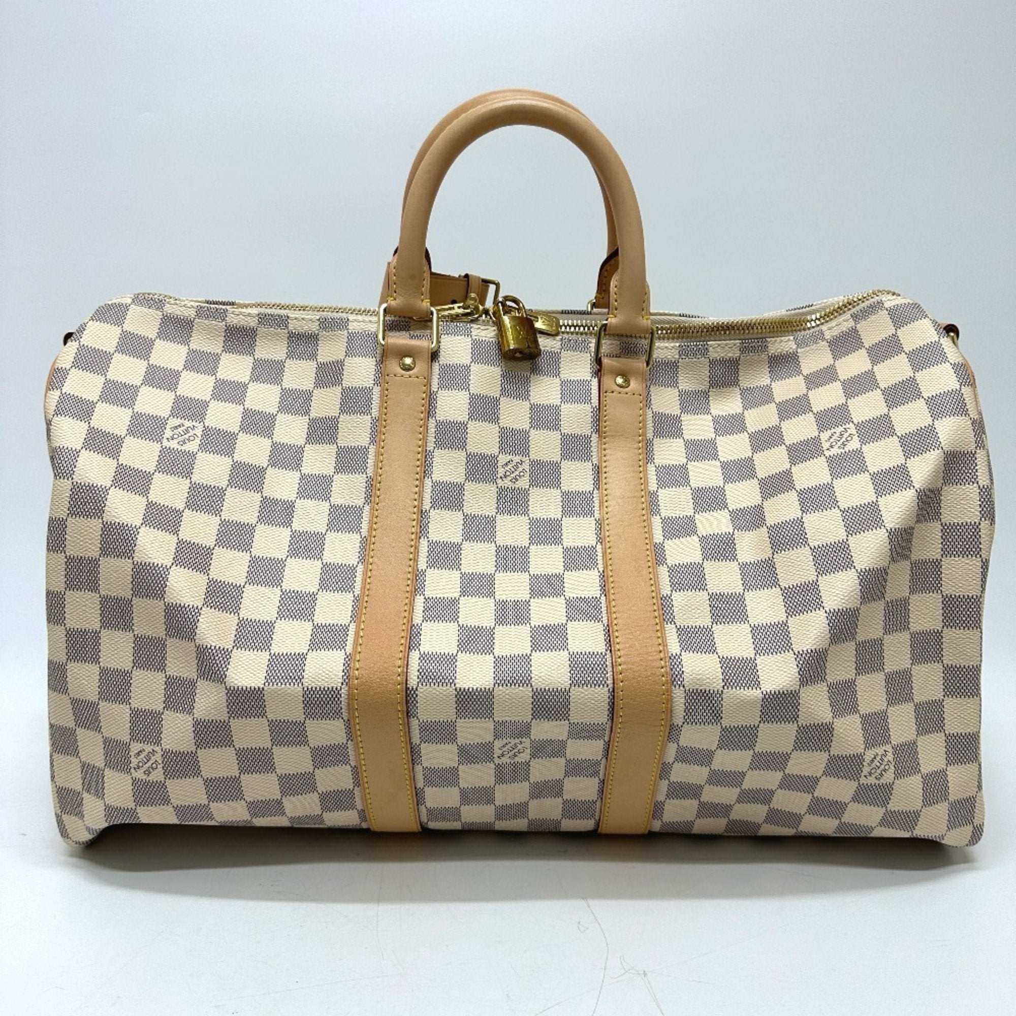 Louis Vuitton White Damier Azur Boston Bag (Pre-Owned)