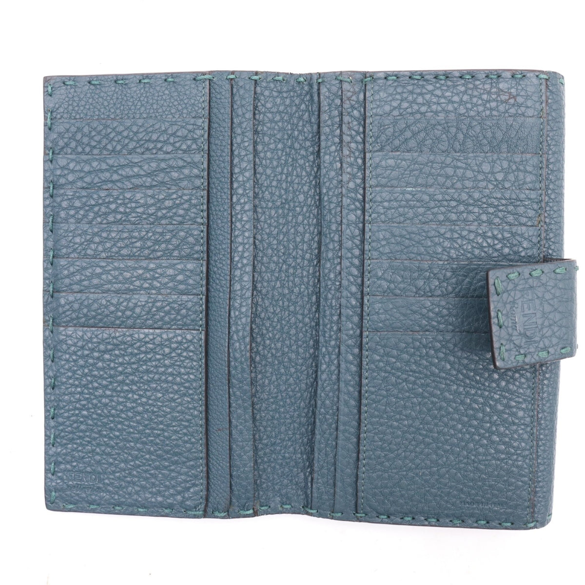 Fendi Selleria Green Leather Long Wallet (Bi-Fold) (Pre-Owned)