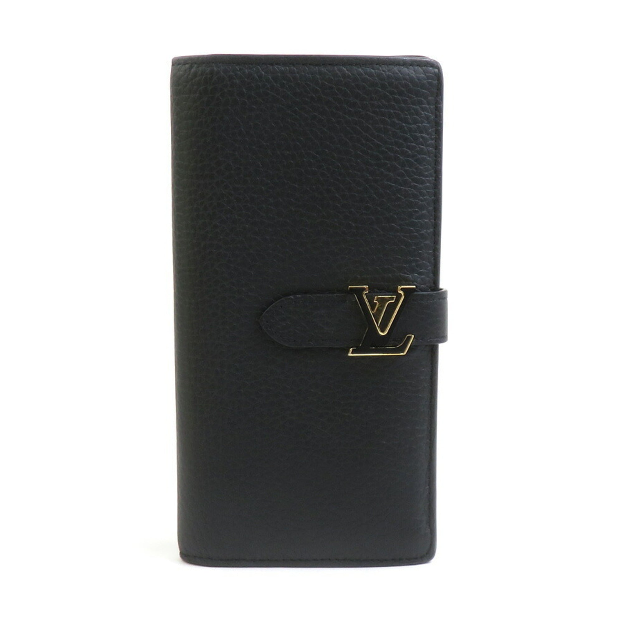 Louis Vuitton Black Leather Long Wallet (Bi-Fold) (Pre-Owned)