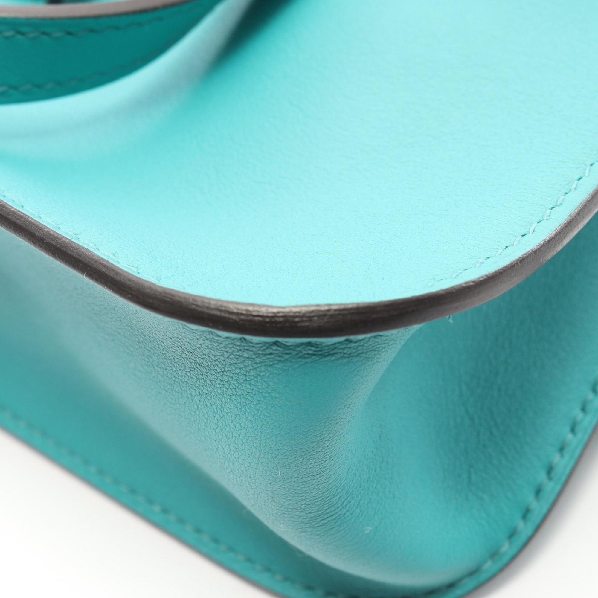 Hermes Alezan Blue Paon Green Swift Leather Handbag (Pre-Owned)