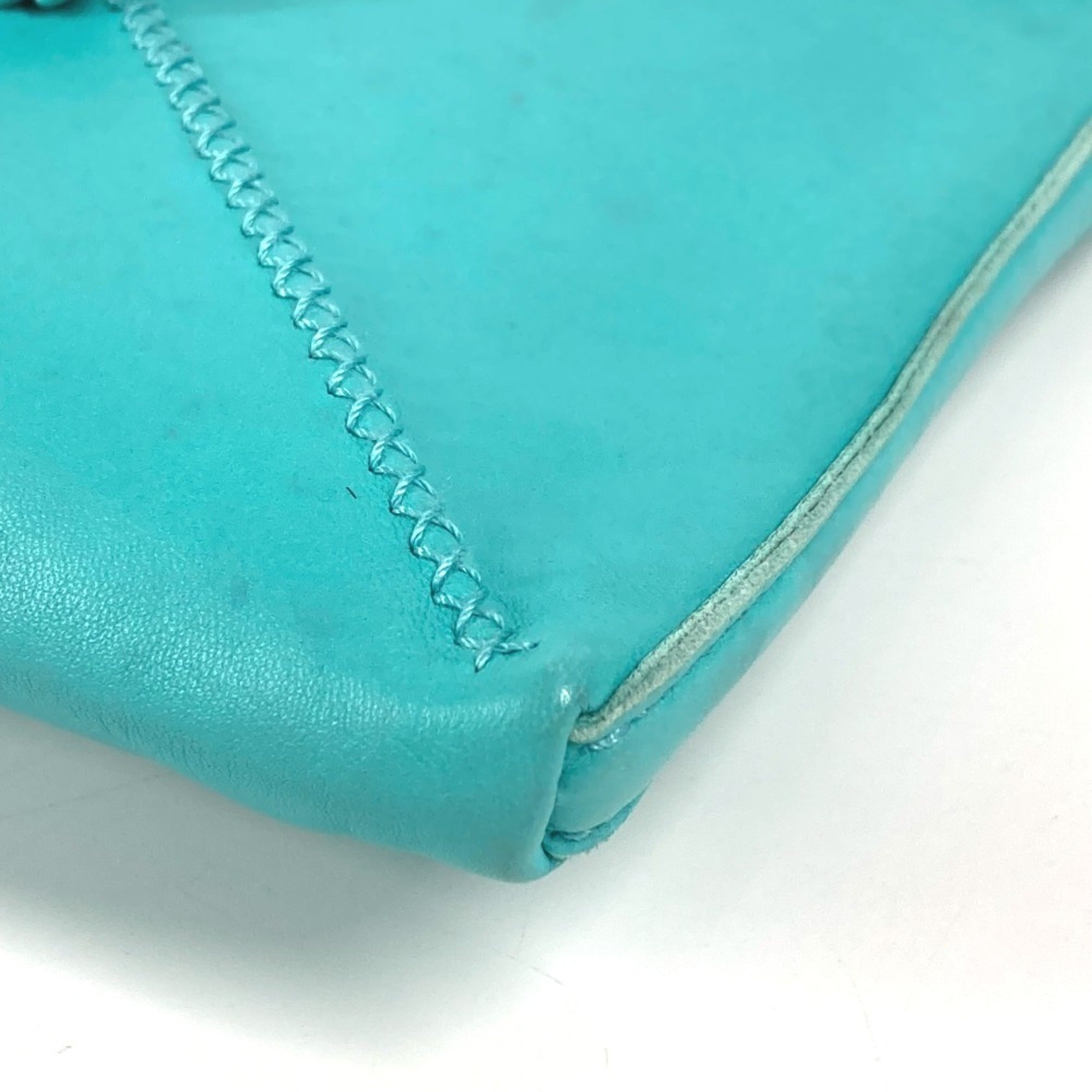 Hermes Turquoise Leather Pochette Shoulder Bag (Pre-Owned)