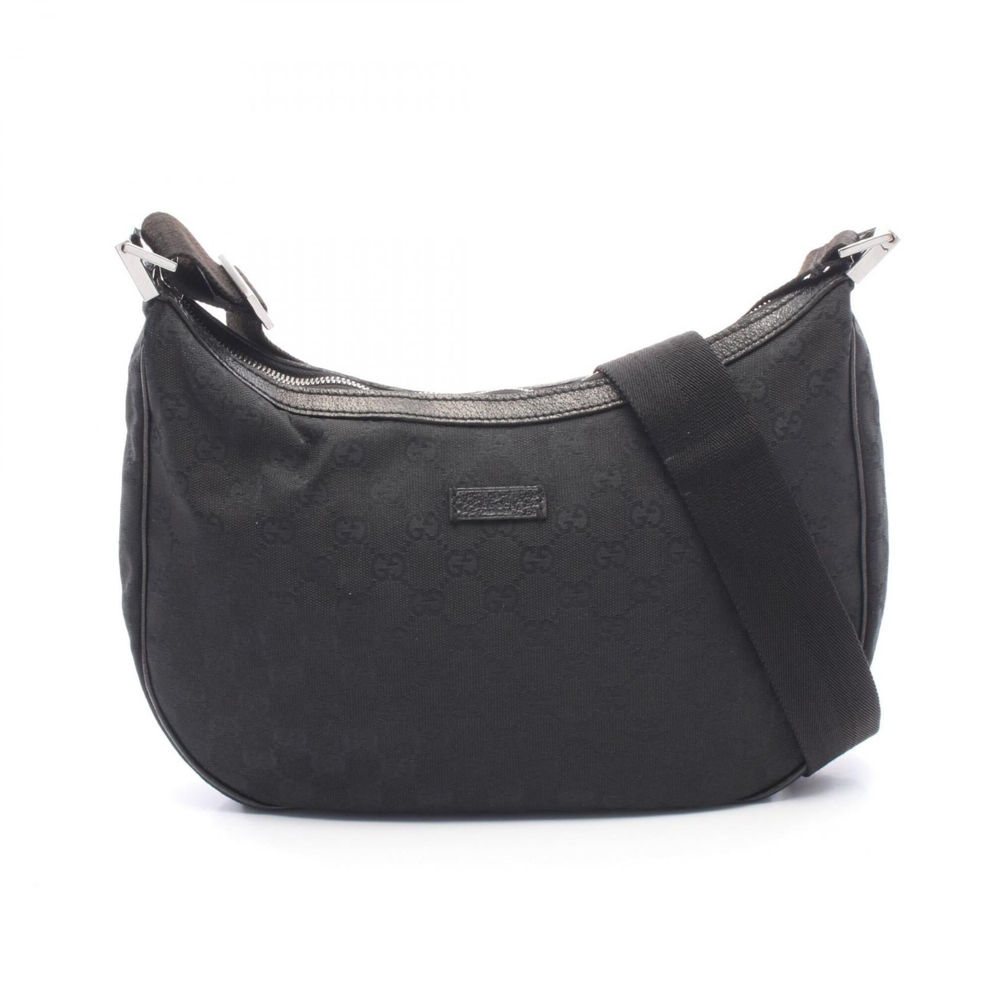 Gucci Black Canvas Leather Handbag Shoulder Bag (Pre-Owned)