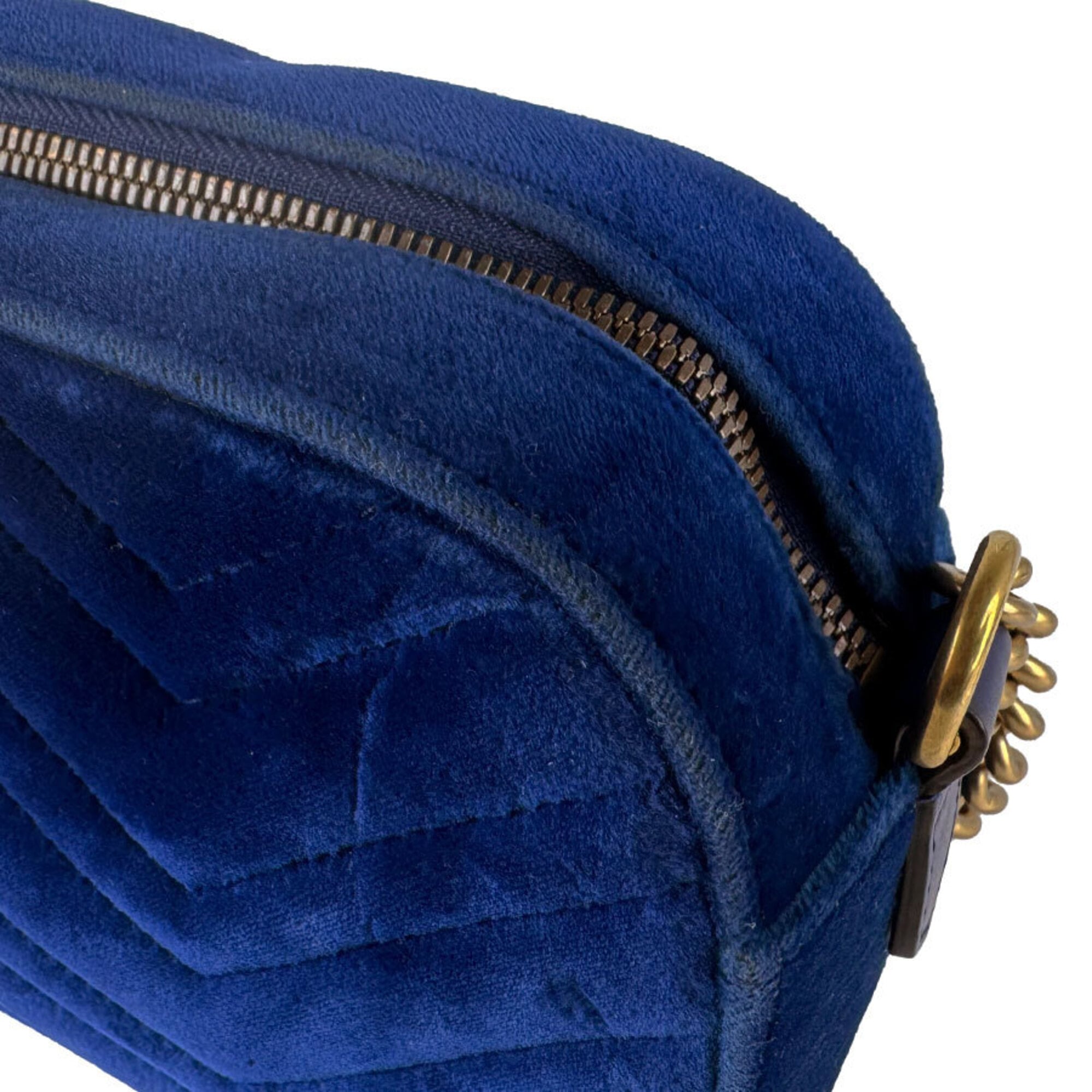 Gucci Dark Blue Velvet Shoulder Bag (Pre-Owned)
