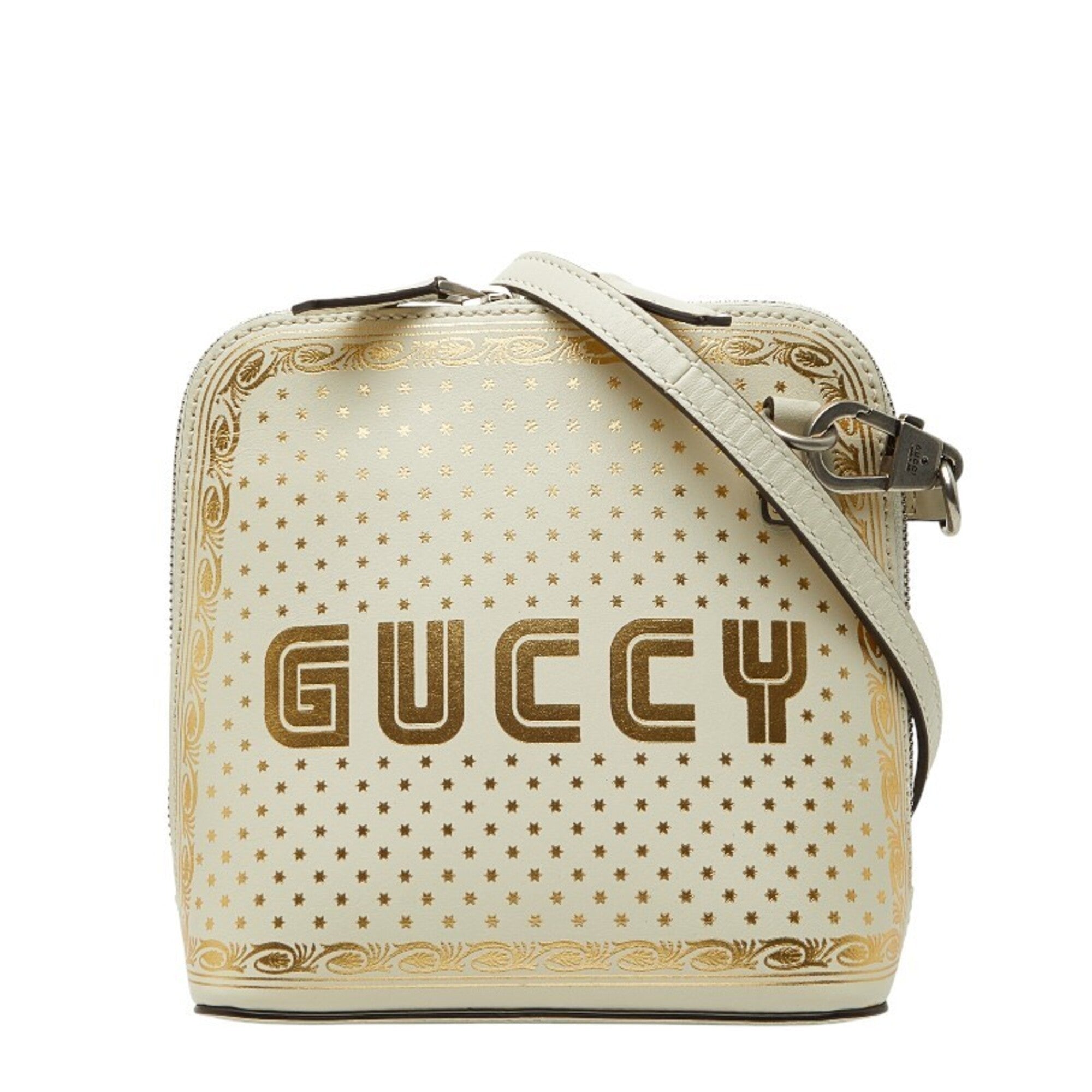 Gucci Gold Off-White Leather Shoulder Bag (Pre-Owned)