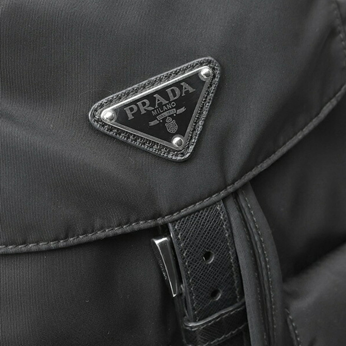 Prada Black Leather Fabric Backpack (Pre-Owned)