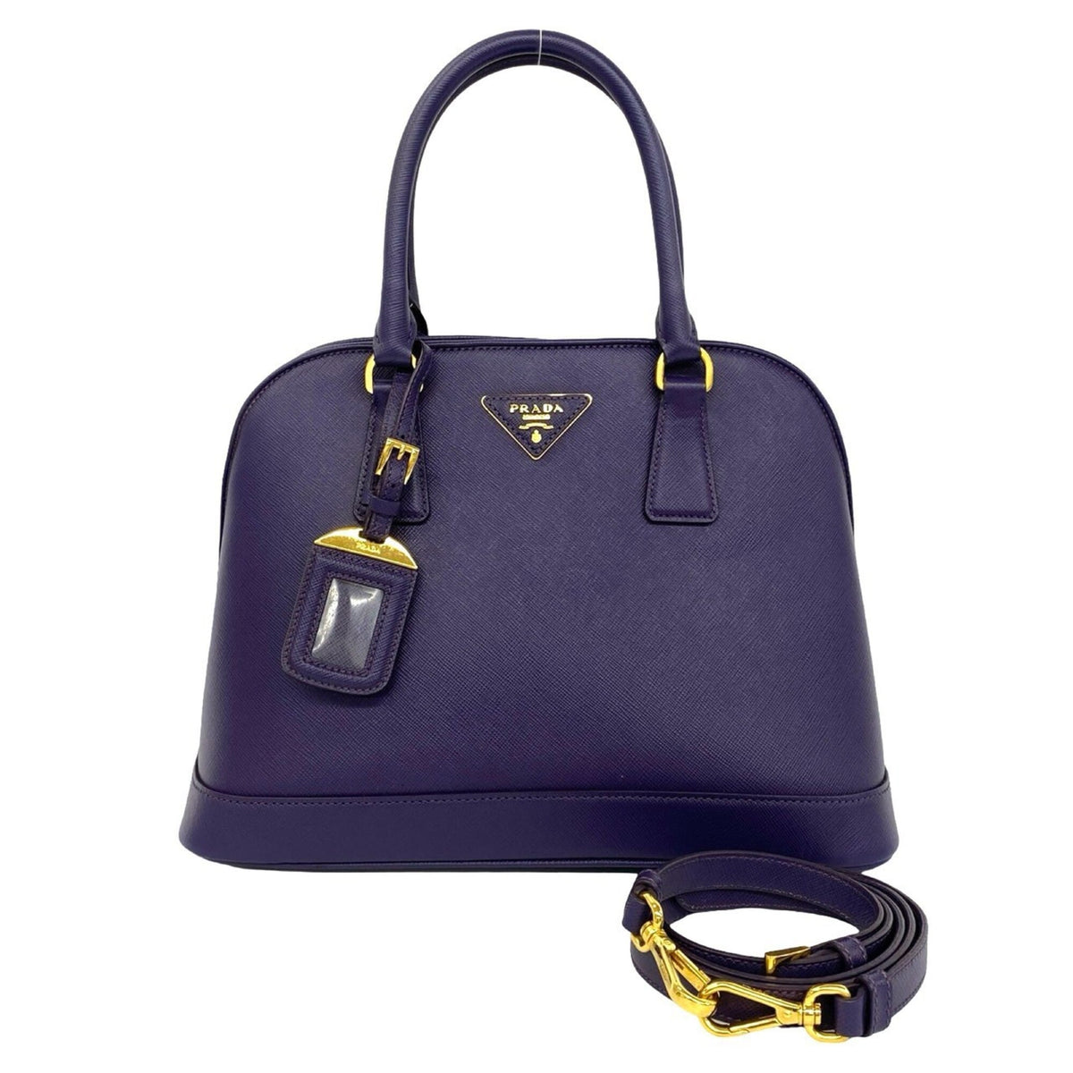 Prada Purple Leather Handbag Shoulder Bag Tote Bag (Pre-Owned)