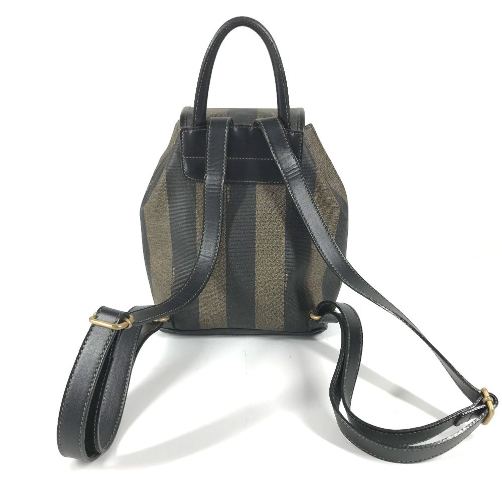 Fendi Black Khaki Pvc Leather Backpack (Pre-Owned)