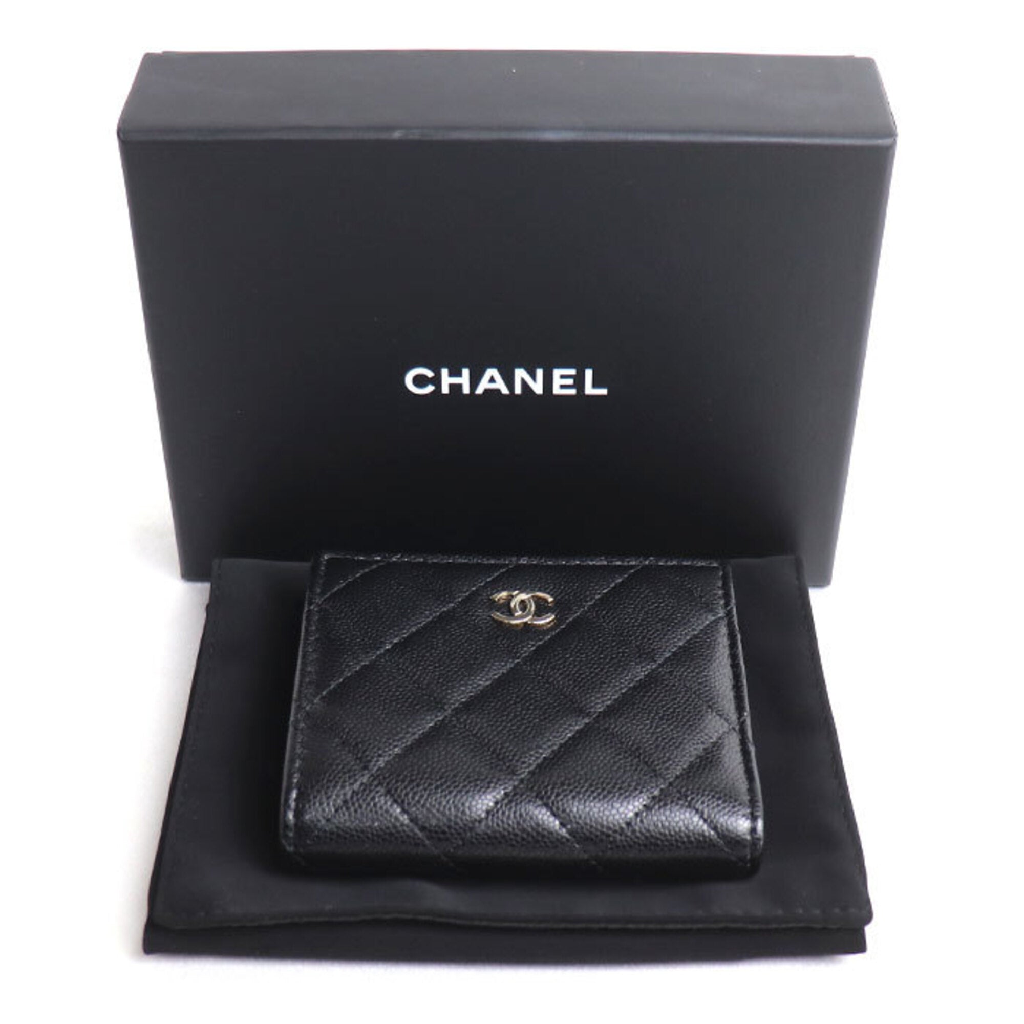 Chanel Black Leather Wallet (Bi-Fold) (Pre-Owned)