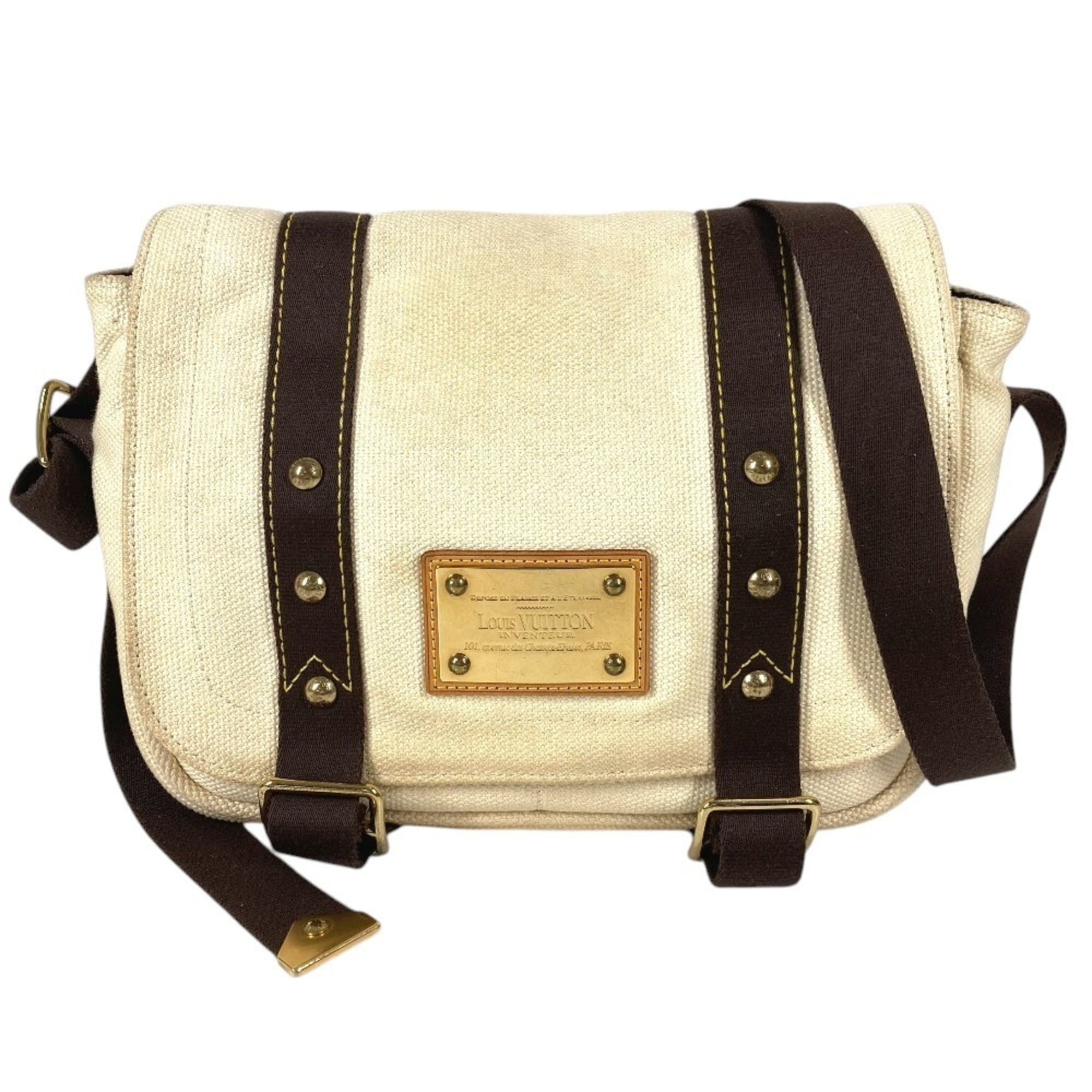 Louis Vuitton Brown Ecru White Canvas Shoulder Bag (Pre-Owned)