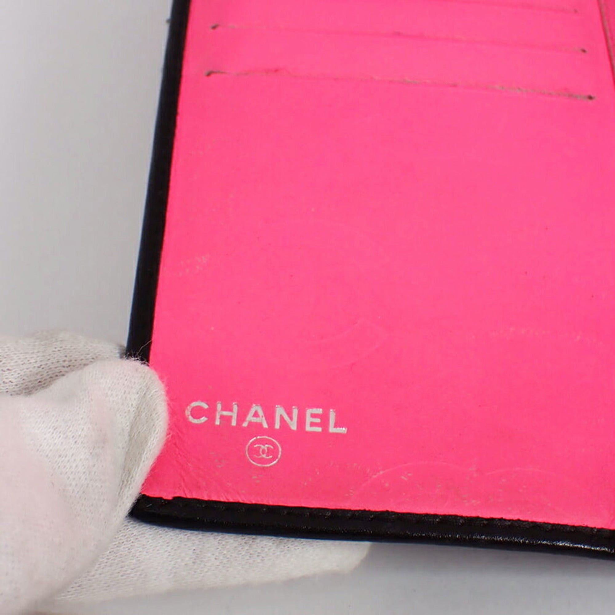 Chanel Black Pink Cambon Ligne Long Wallet (Bi-Fold) (Pre-Owned)