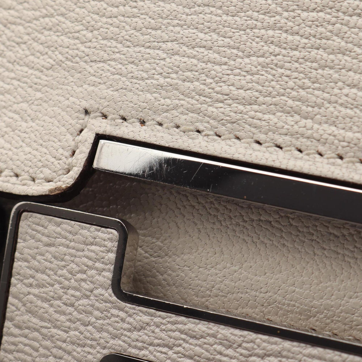 Hermes Ivory Chevre Leather Handbag Shoulder Bag (Pre-Owned)