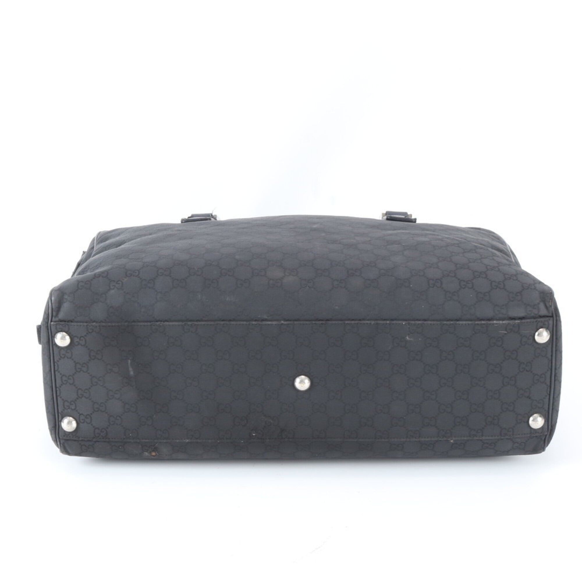 Gucci Black Nylon Leather Handbag Tote Bag (Pre-Owned)