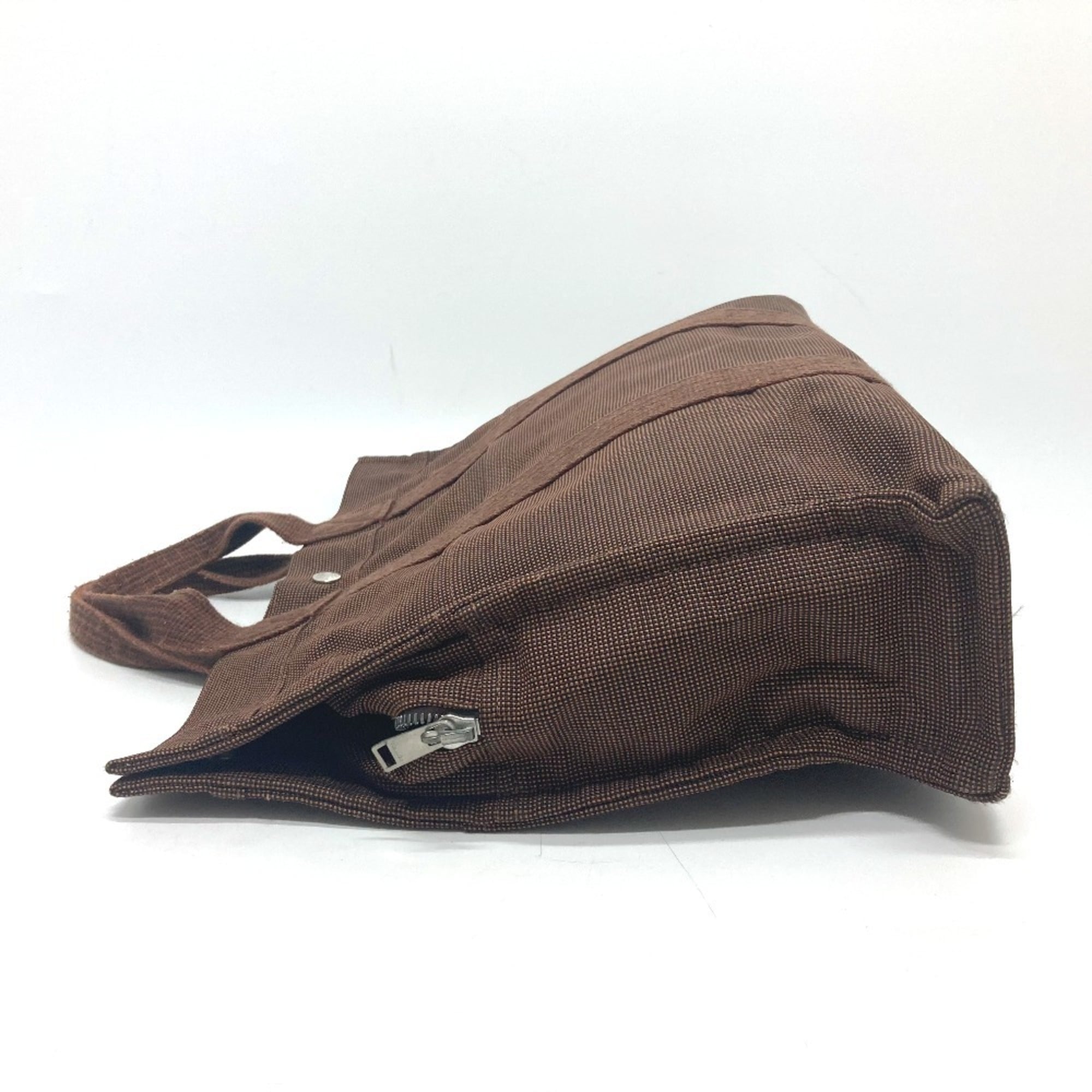 Hermes Brown Canvas Handbag Tote Bag (Pre-Owned)