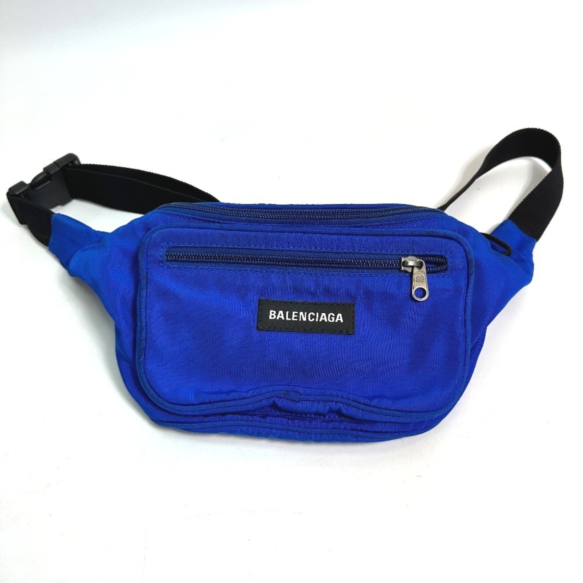 Balenciaga Black Blue Nylon Fanny Pack Shoulder Bag Sling Bag (Pre-Owned)