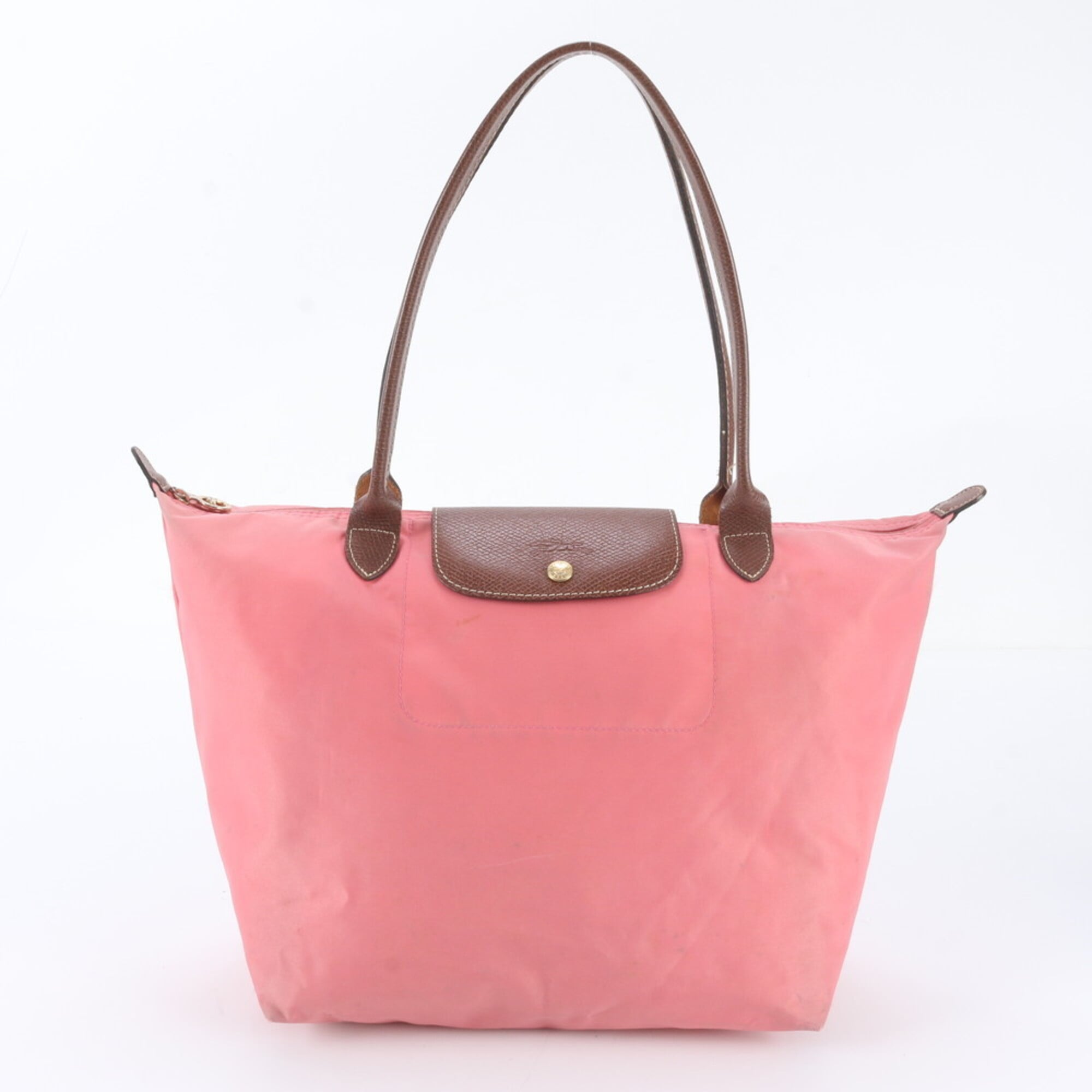 Longchamp Pink Leather Nylon Shoulder Bag Tote Bag (Pre-Owned)