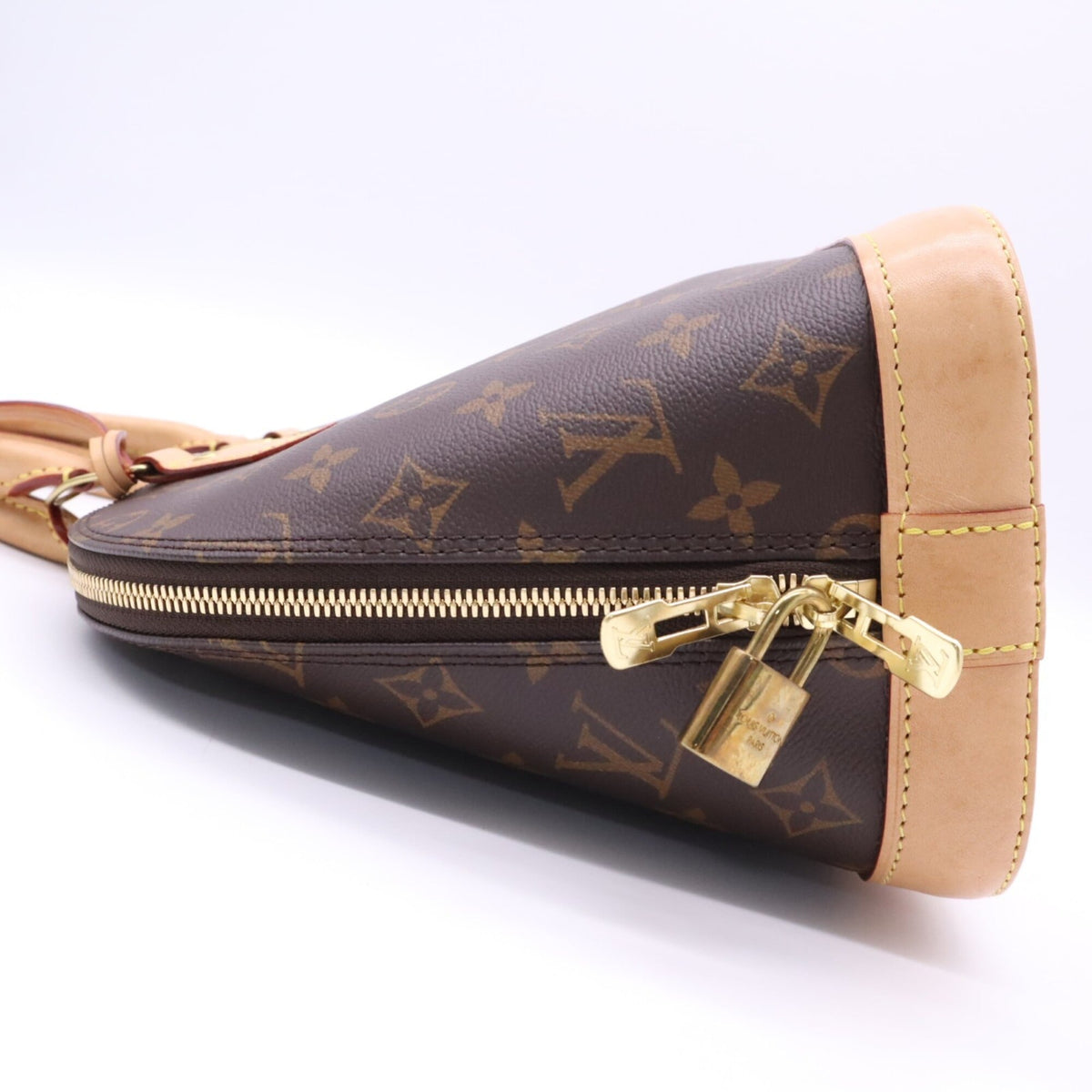 Louis Vuitton Beige Brown Coated Canvas Leather Handbag (Pre-Owned)