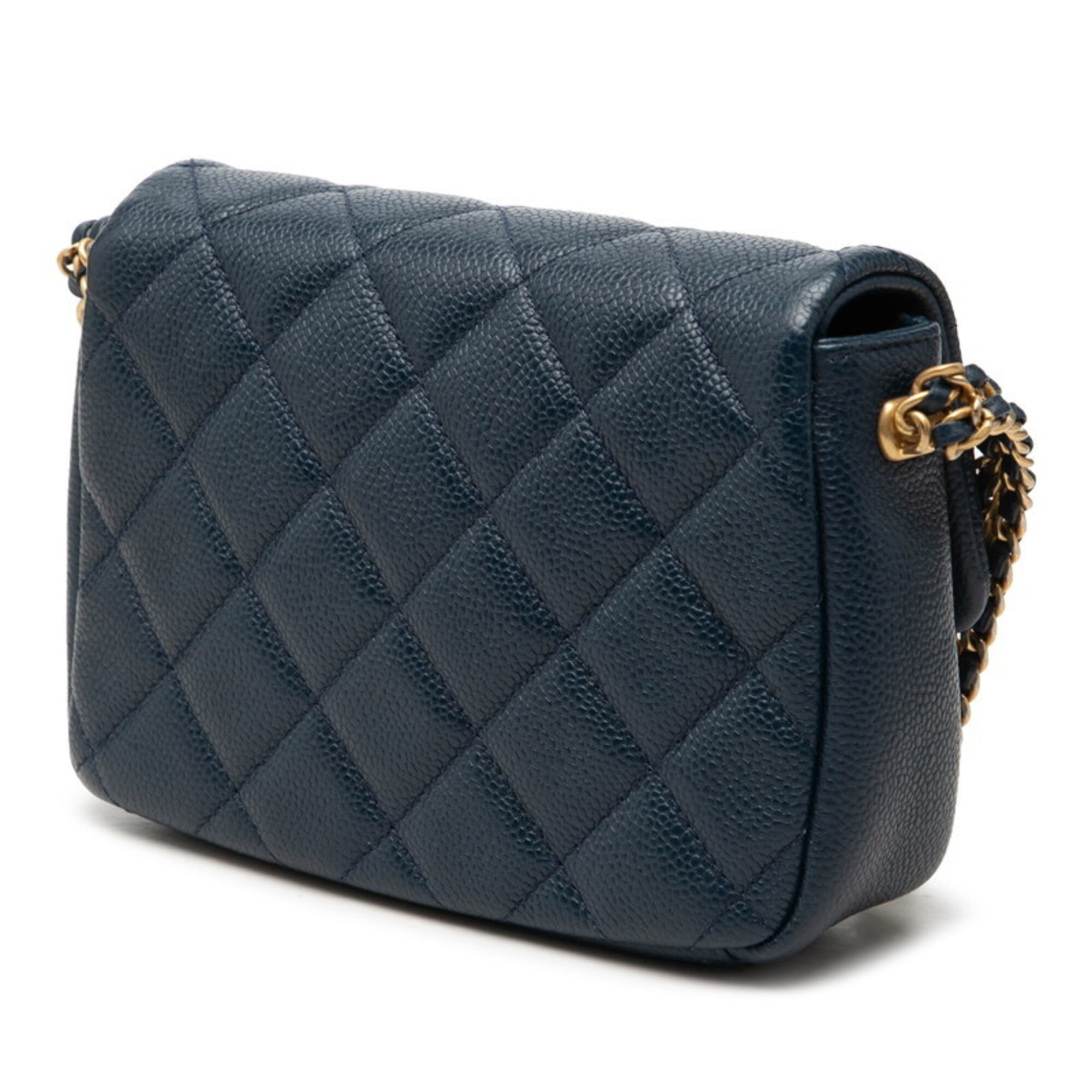Chanel Navy Grained Calfskin Shoulder Bag (Pre-Owned)