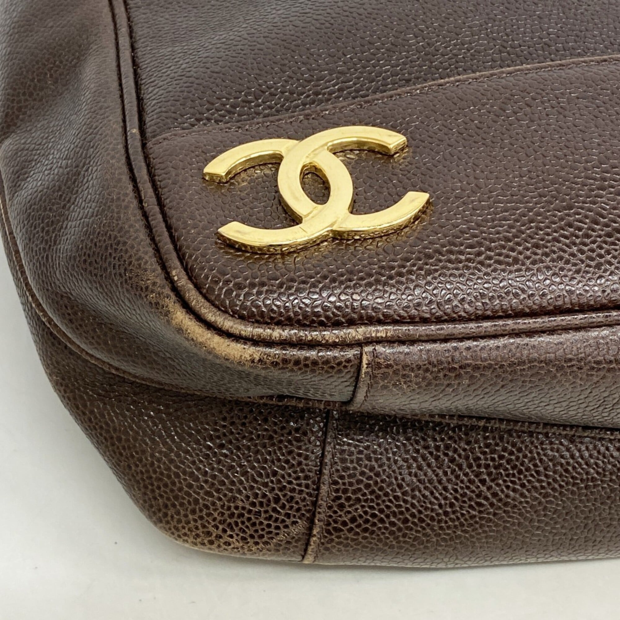 Chanel Brown Grained Calfskin Shoulder Bag (Pre-Owned)