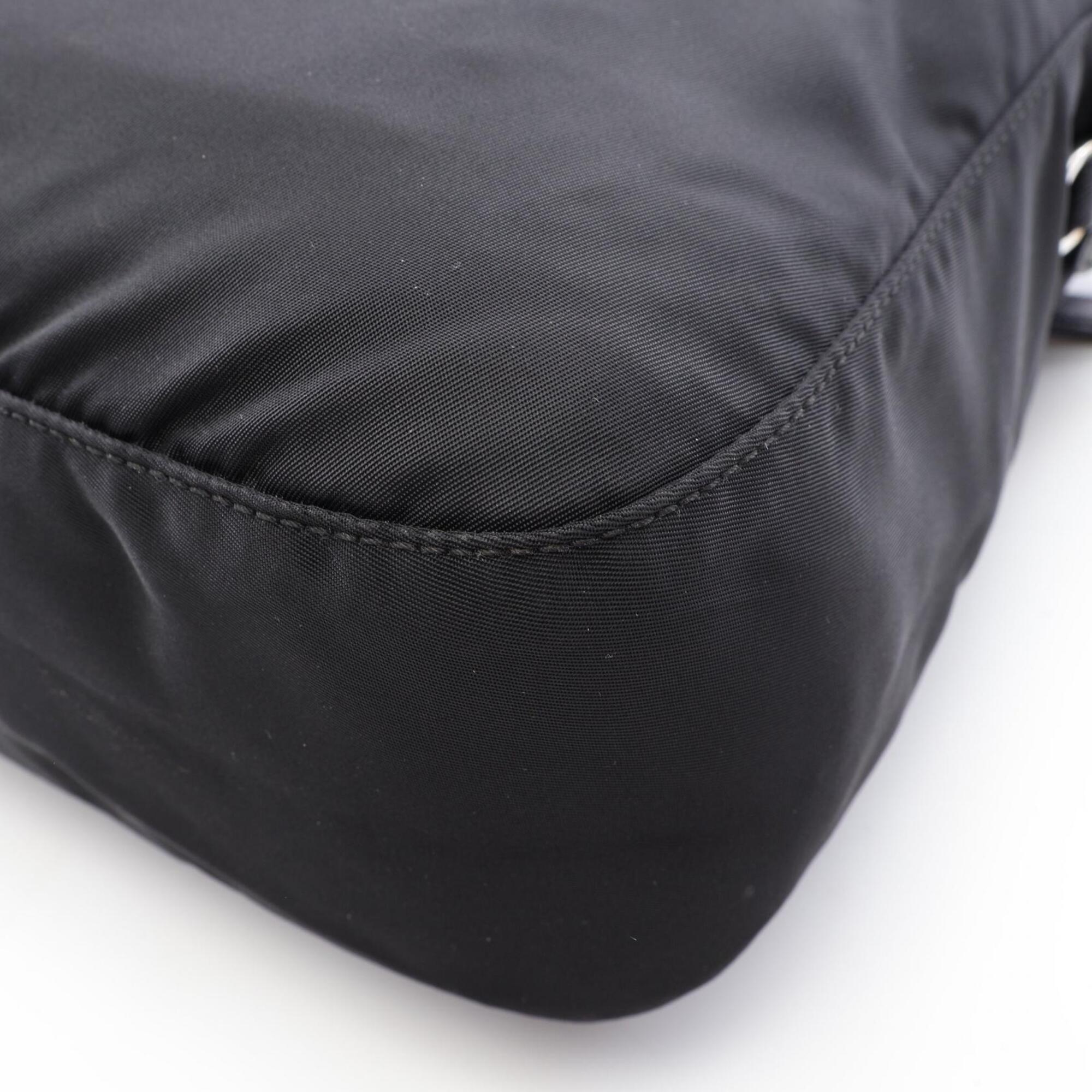 Prada Black Nylon Leather Handbag Shoulder Bag (Pre-Owned)