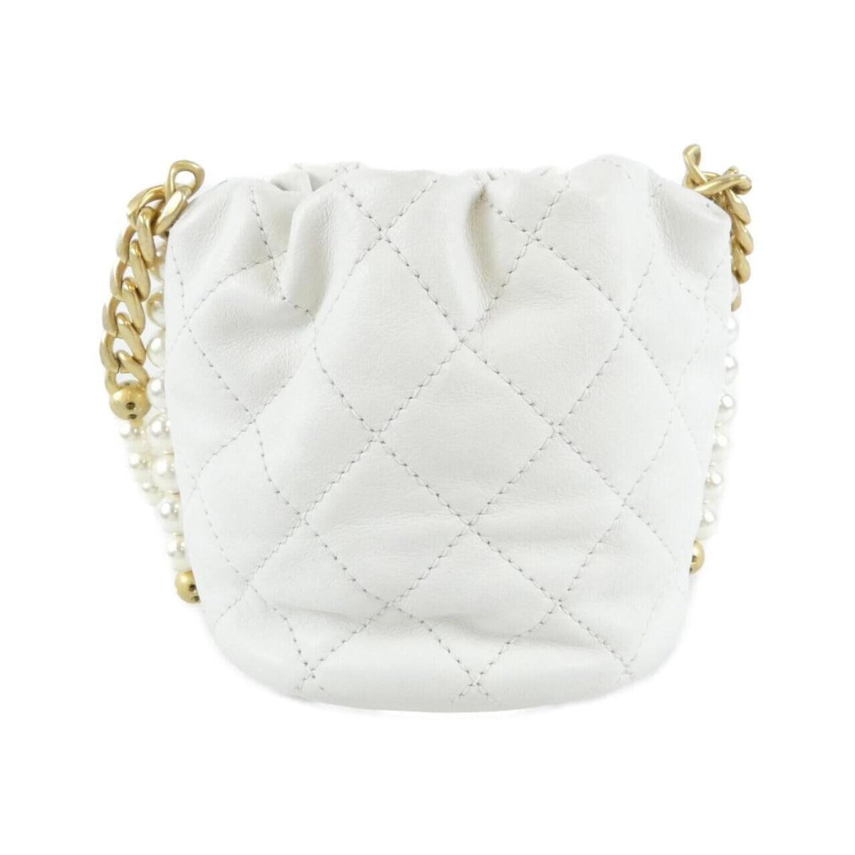 Chanel White Artificial Pearl Leather Shoulder Bag (Pre-Owned)
