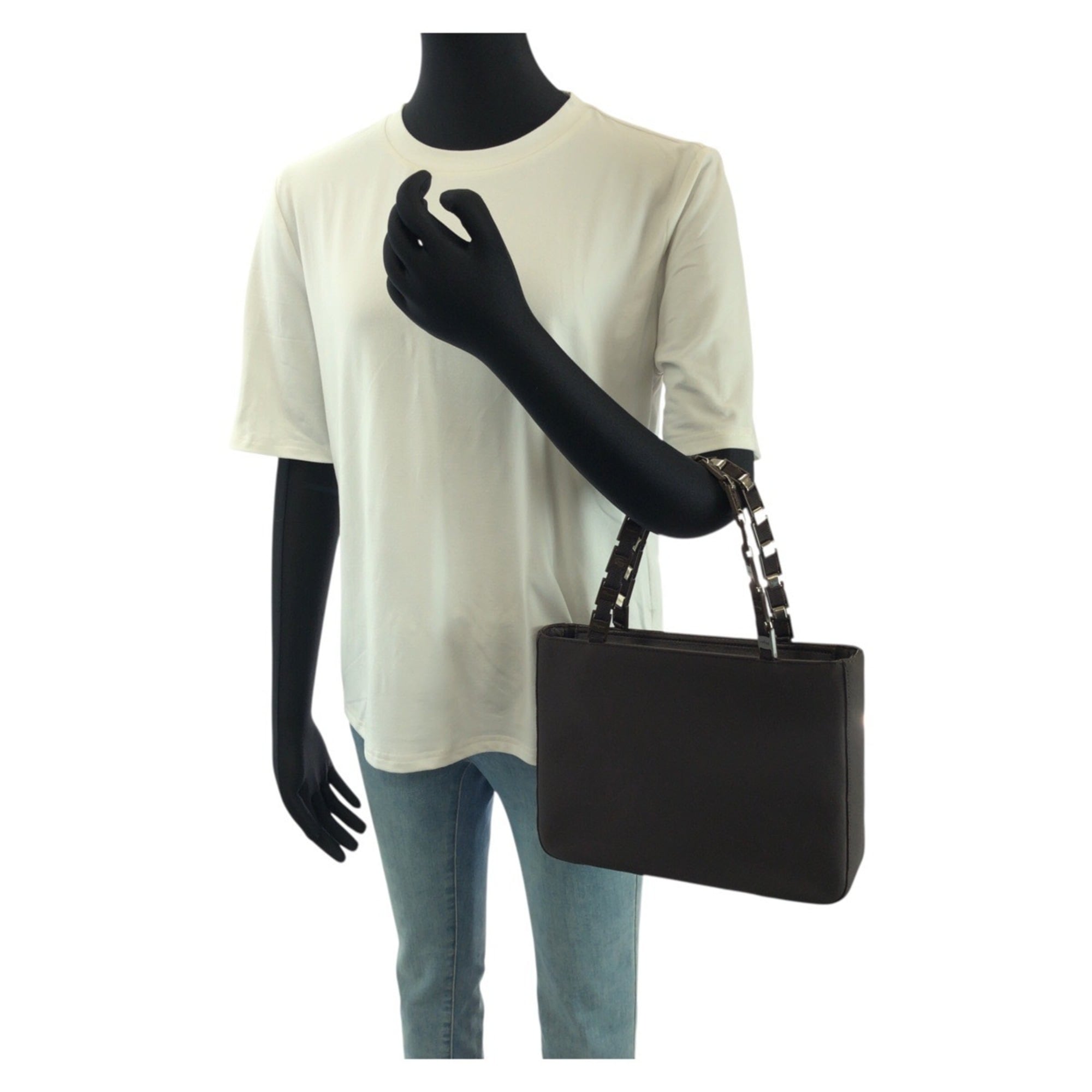 Salvatore Ferragamo Brown Leather Nylon Handbag Shoulder Bag (Pre-Owned)