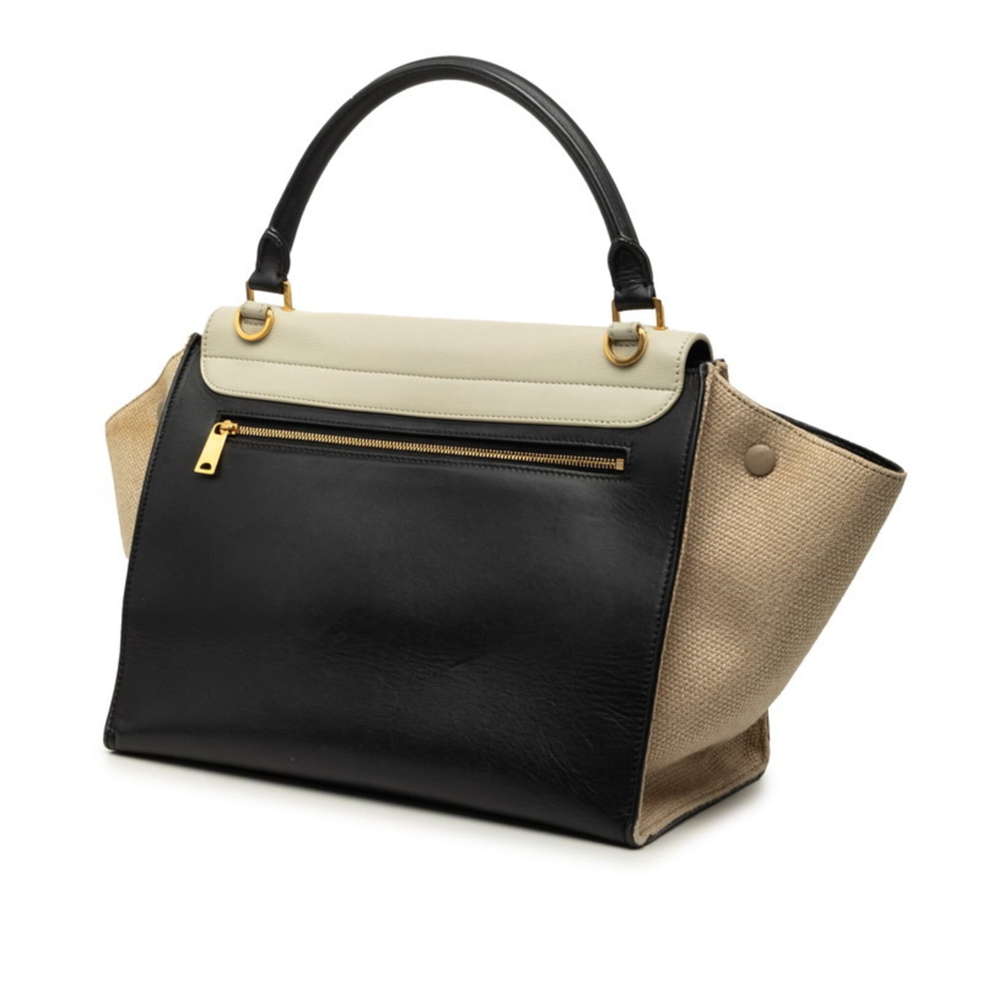 Celine Beige Black Gray Leather Handbag Shoulder Bag (Pre-Owned)