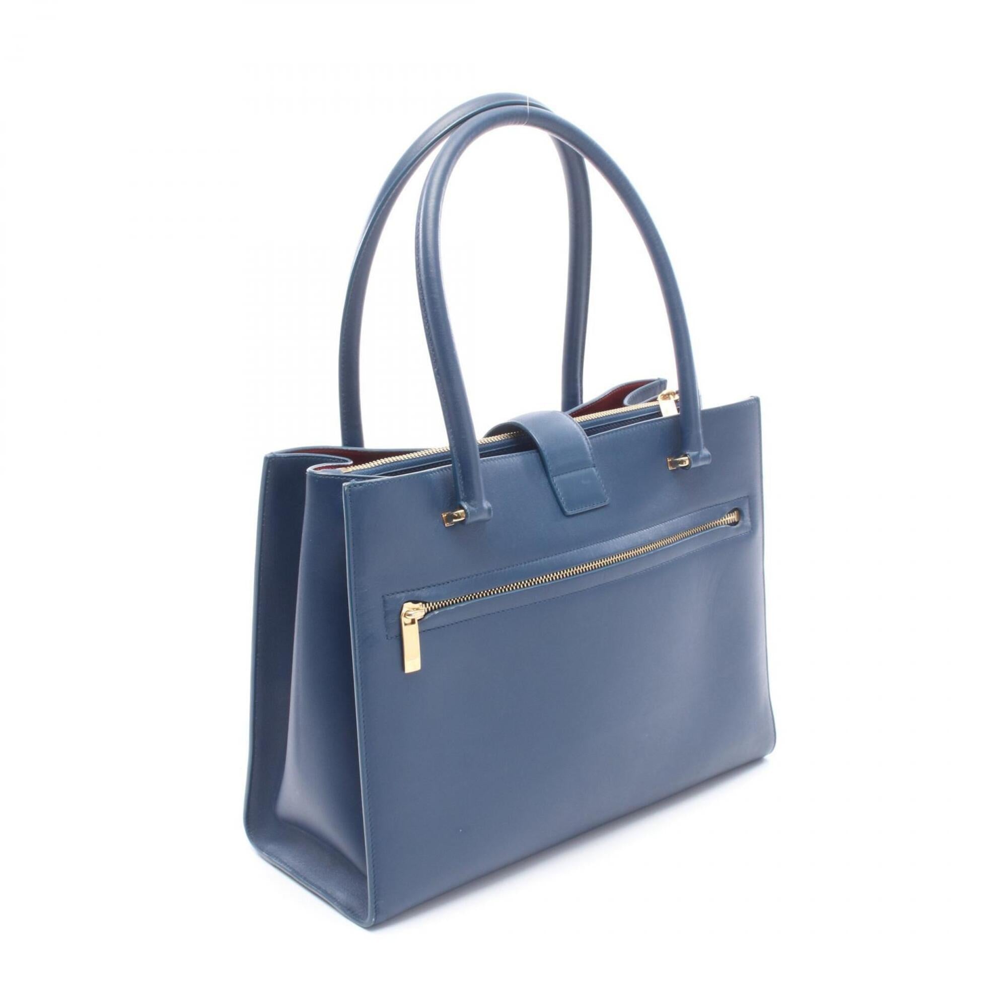 Salvatore Ferragamo Blue Leather Handbag Tote Bag (Pre-Owned)