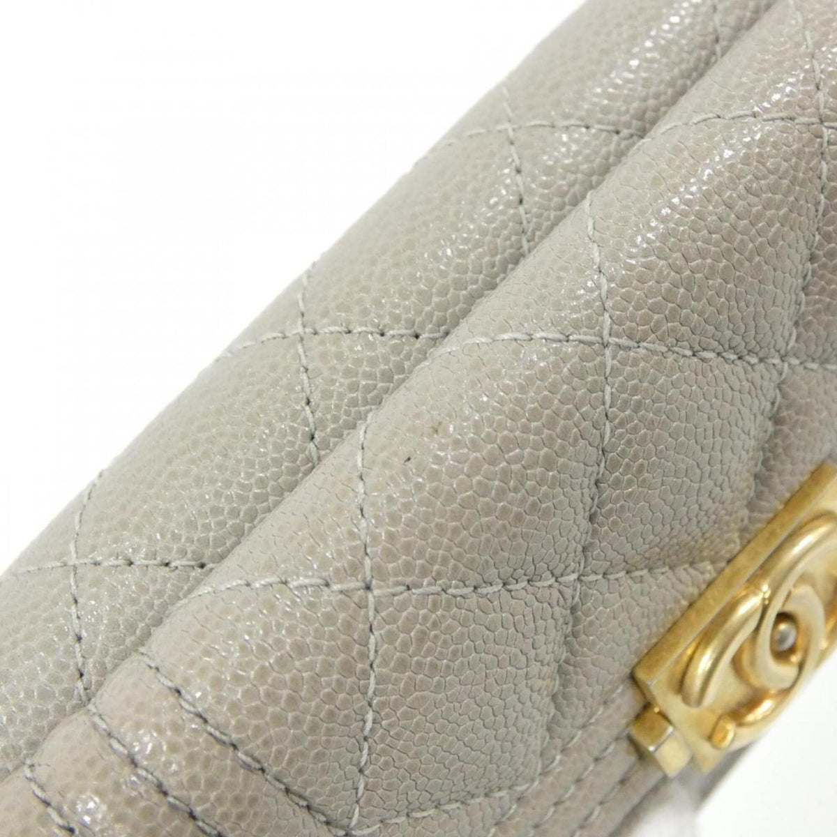 Chanel Gray Grained Calfskin Wallet (Tri-Fold) (Pre-Owned)