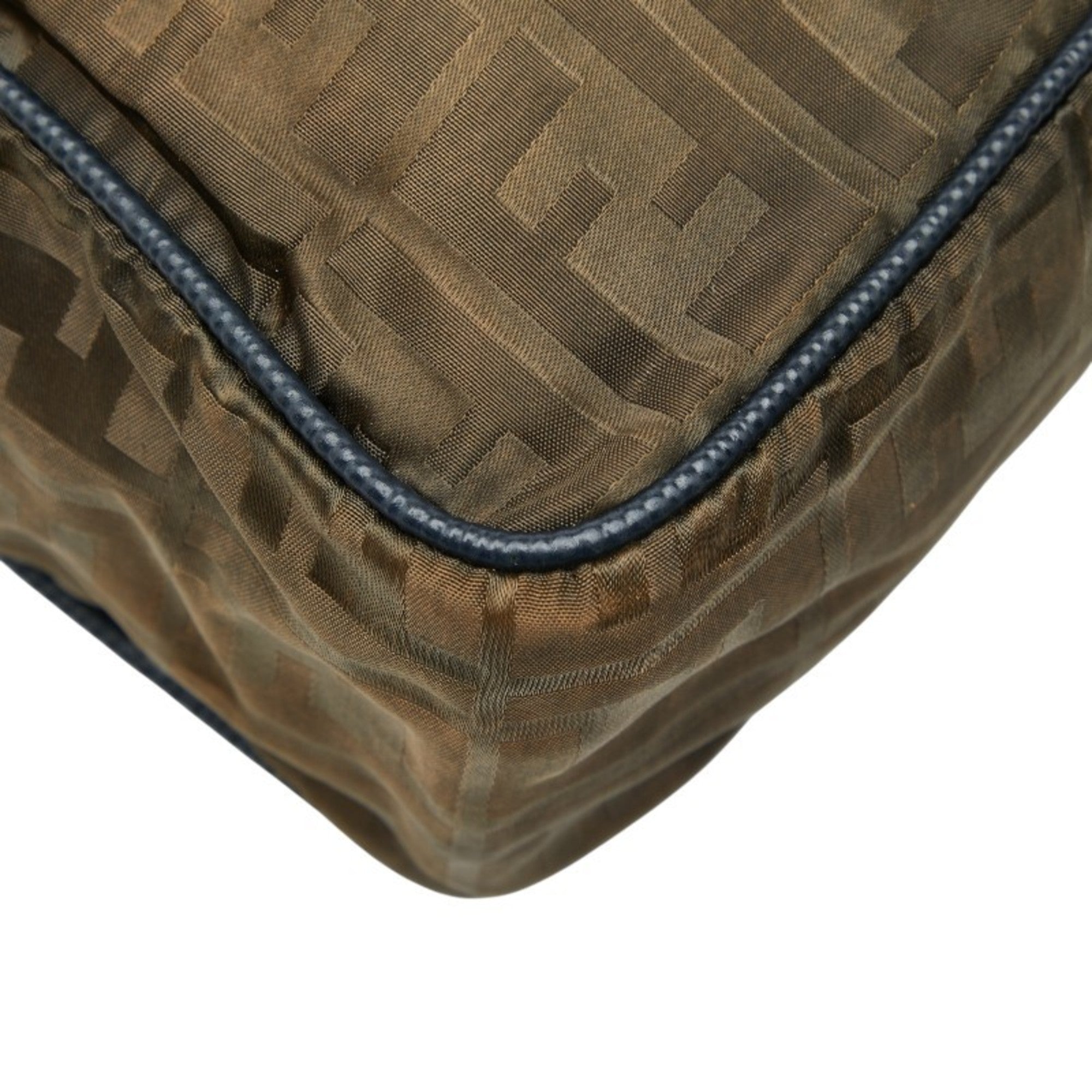 Fendi Green Khaki Navy Nylon Leather Handbag Shoulder Bag (Pre-Owned)