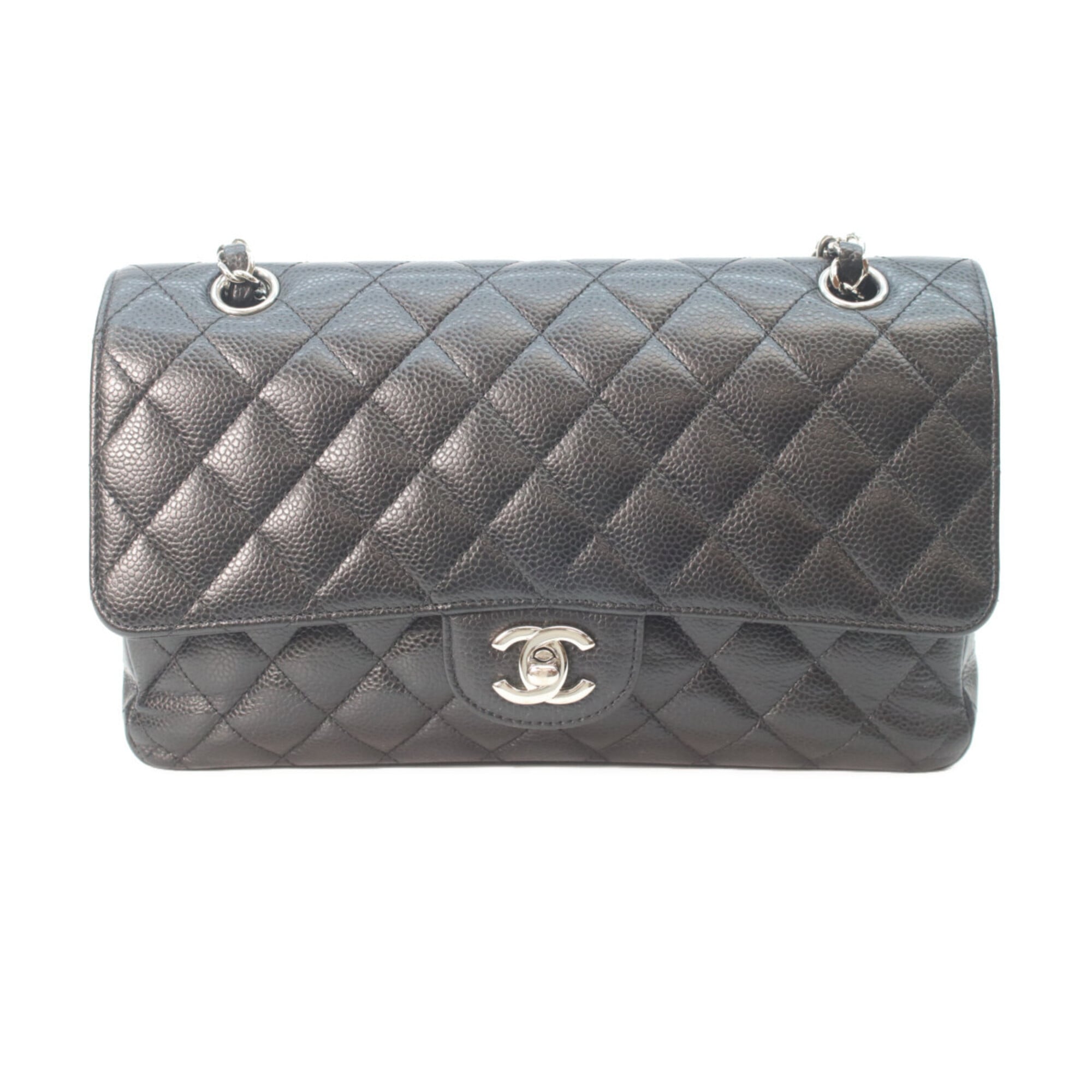 Chanel Matelasse Black Grained Calfskin Shoulder Bag (Pre-Owned)