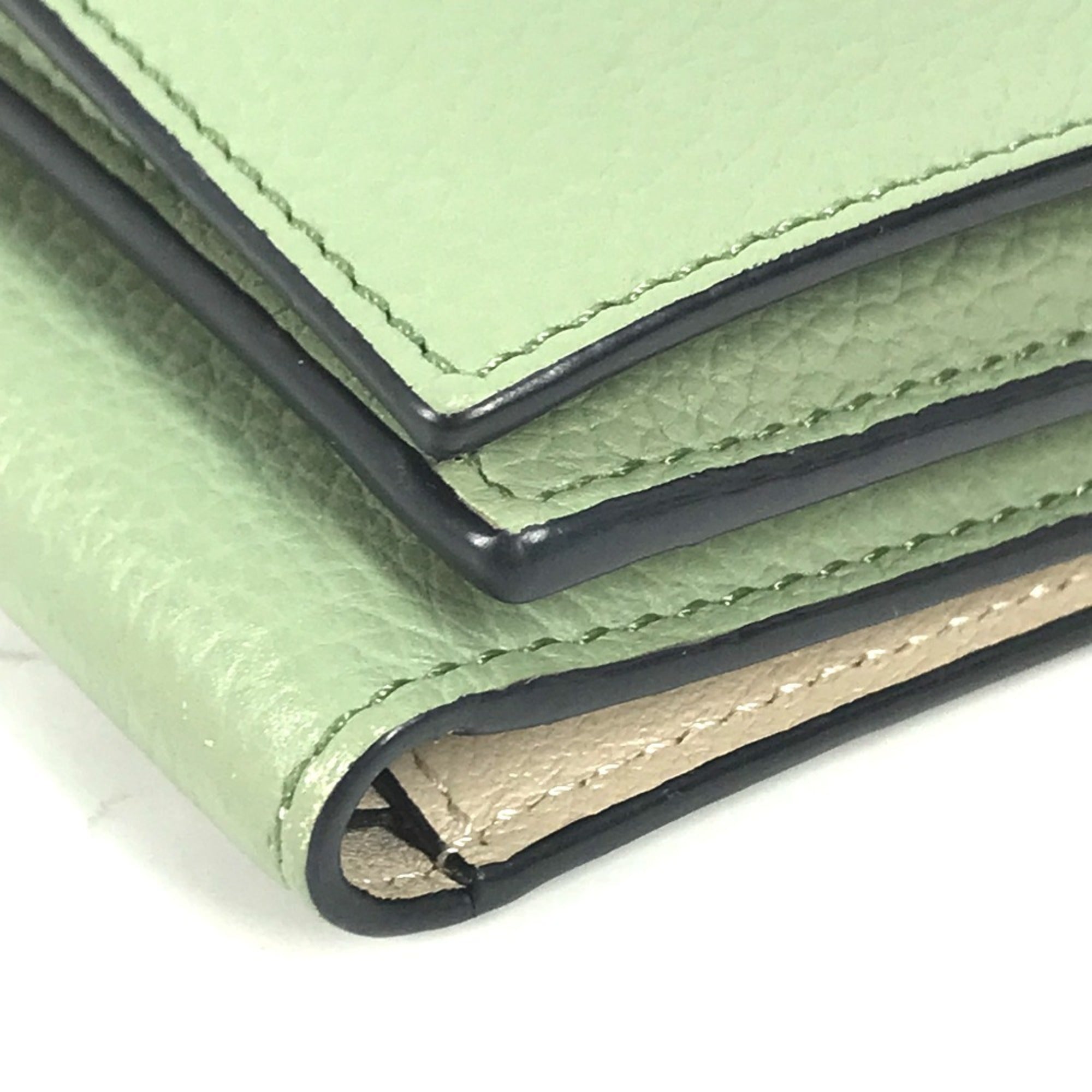 Loewe Brown Green Leather Wallet (Tri-Fold) (Pre-Owned)