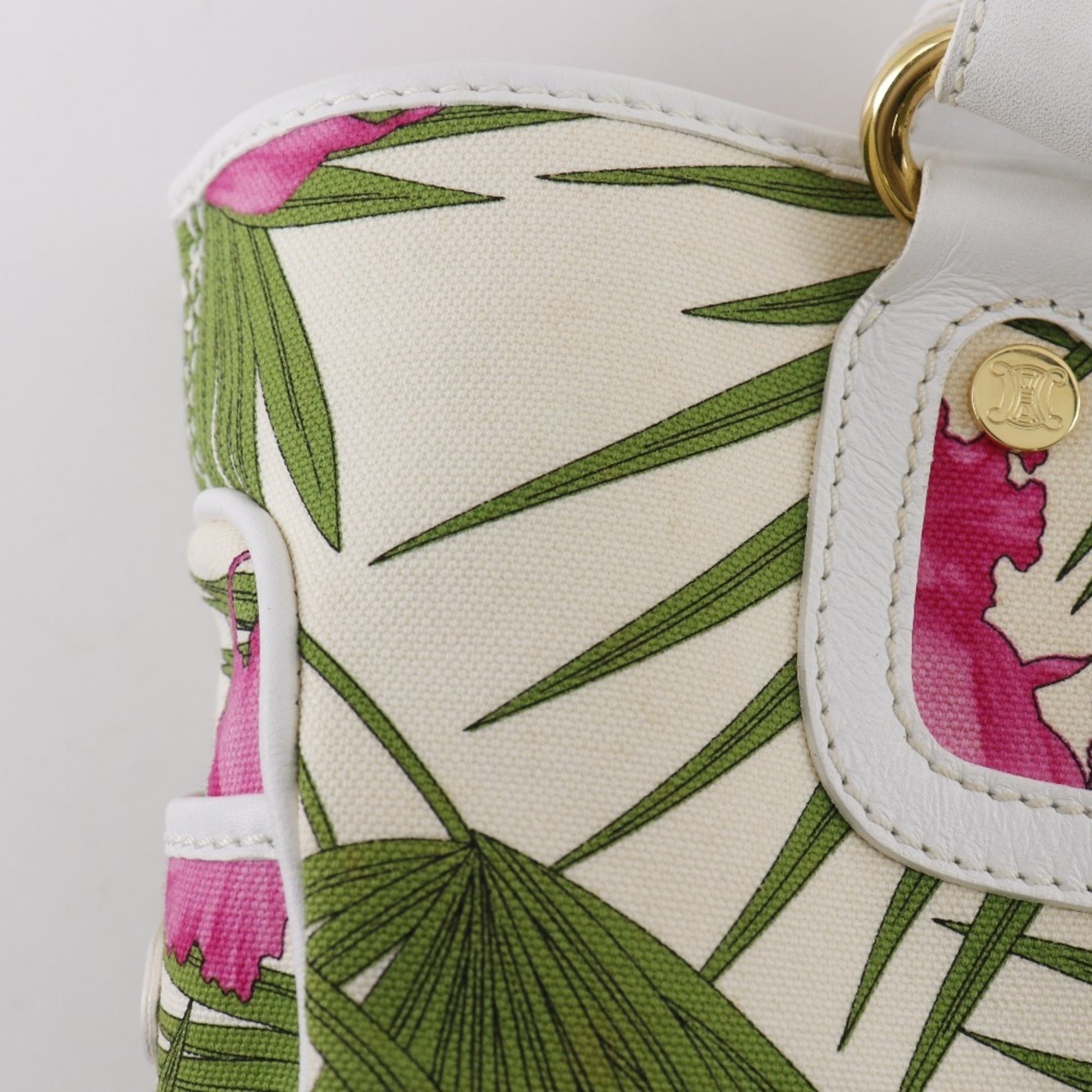 Celine Boogie White Canvas Handbag (Pre-Owned)